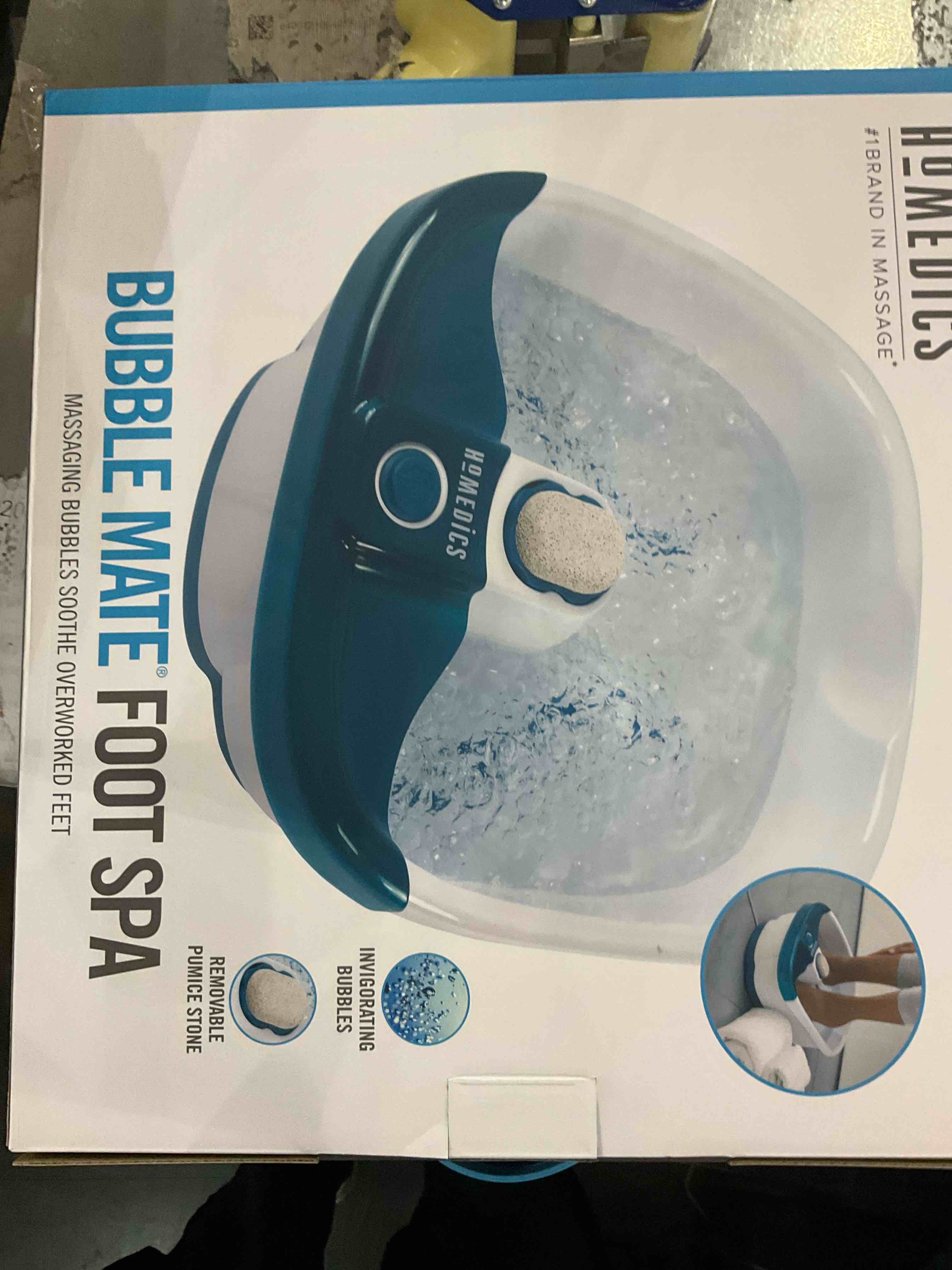 HoMedics Bubble Mate Foot Spa, Toe Touch Controlled Foot Bath with Invigorating Bubbles and Splash Proof, Raised Massage nodes and Removable Pumice Stone
