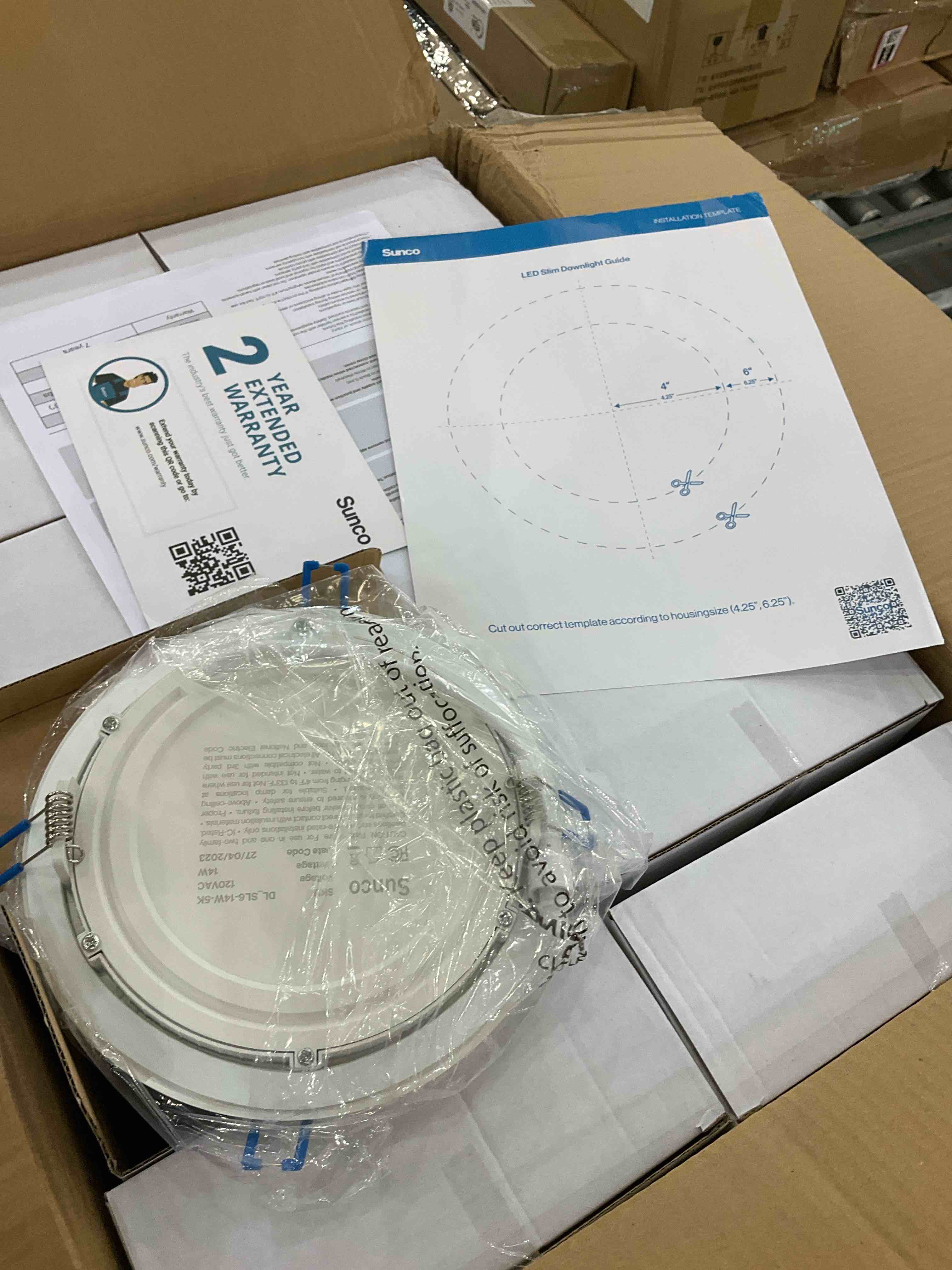 Sunco 48 Pack 6 Inch Ultra Thin LED Recessed Ceiling Lights, 5000K Daylight, Dimmable, 14W, Wafer Thin, Canless with Junction Box - Energy Star