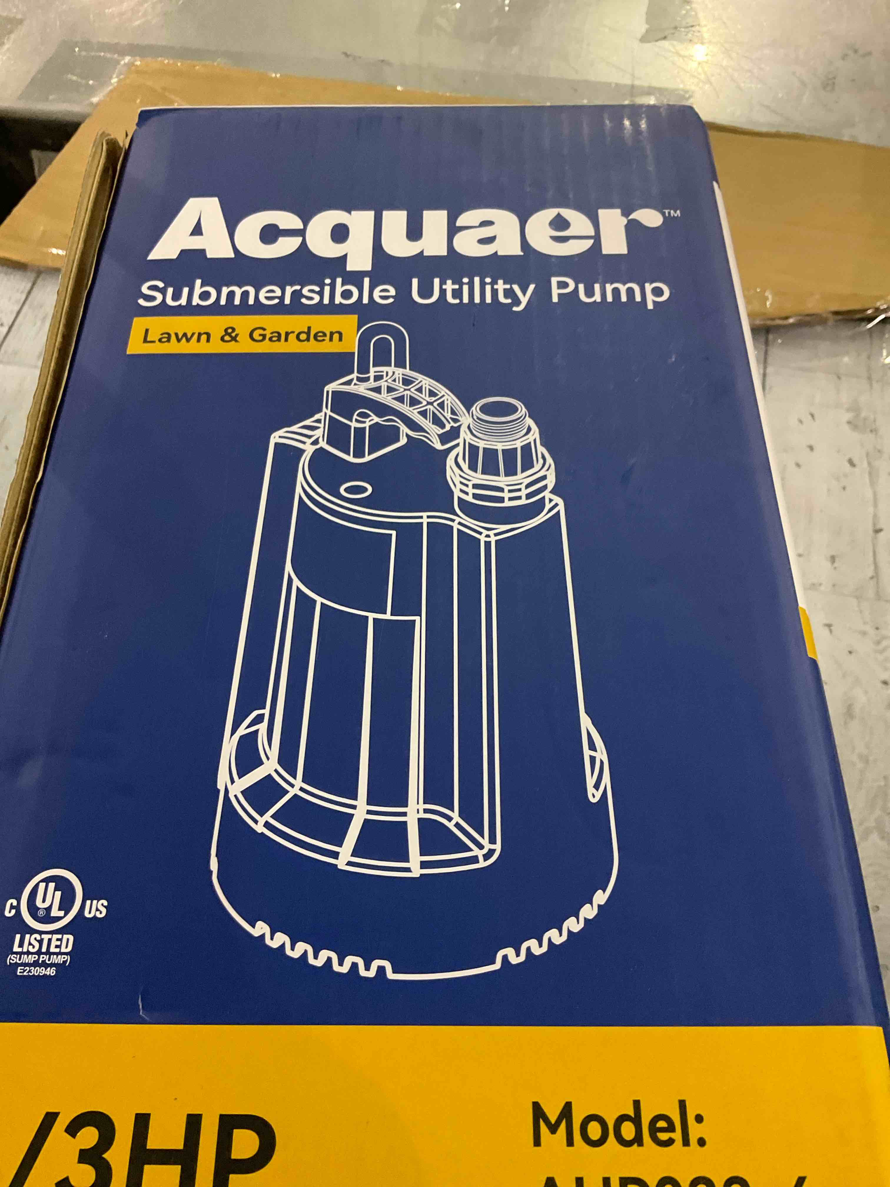 Acquaer 1/3 HP Automatic Submersible Water Pump, 115V Sump Pump with 3/4” Garden Hose Check Valve Adapter,2160 GPH High Flow Water Removal for Swimming Pool Cover Hot Tubs Flooded House Basement