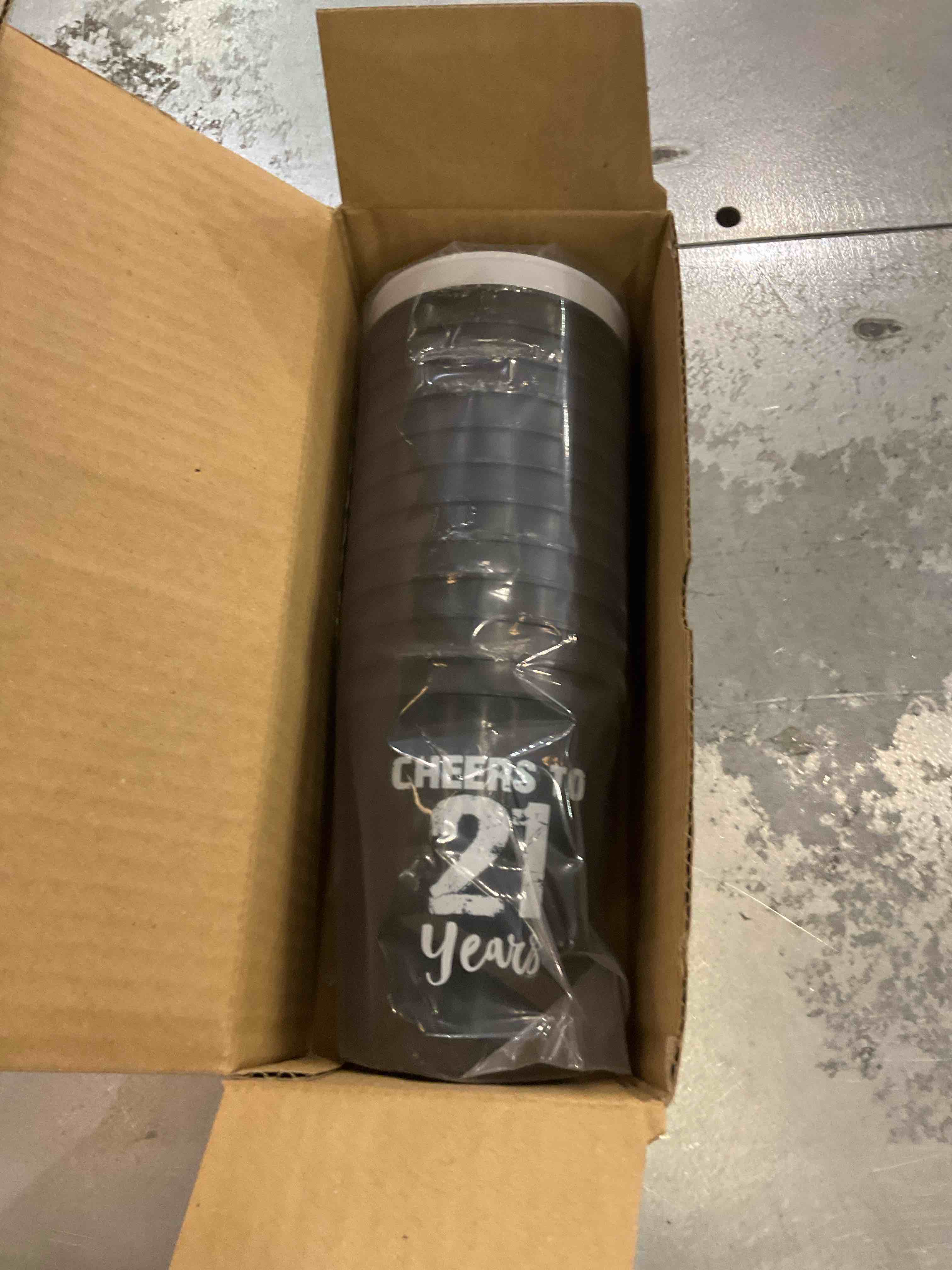 Veracco Finally 21 And Cheers To 21 Years - Twenty First Stadium Party Cup Funny 21s Birthday Gag Gifts For Him Herr Party Favors Decorations (White/Black, 12)