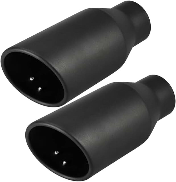 Upower 2.5 inch Inlet 4 inch Outlet Exhaust Tip 2.5" to 4" Exhaust Tailpipe Tips 9" Long Black Weld On 1.2mm Thick Stainless Steel 2 1/2 Inlet Rolled End (Pack of 2)