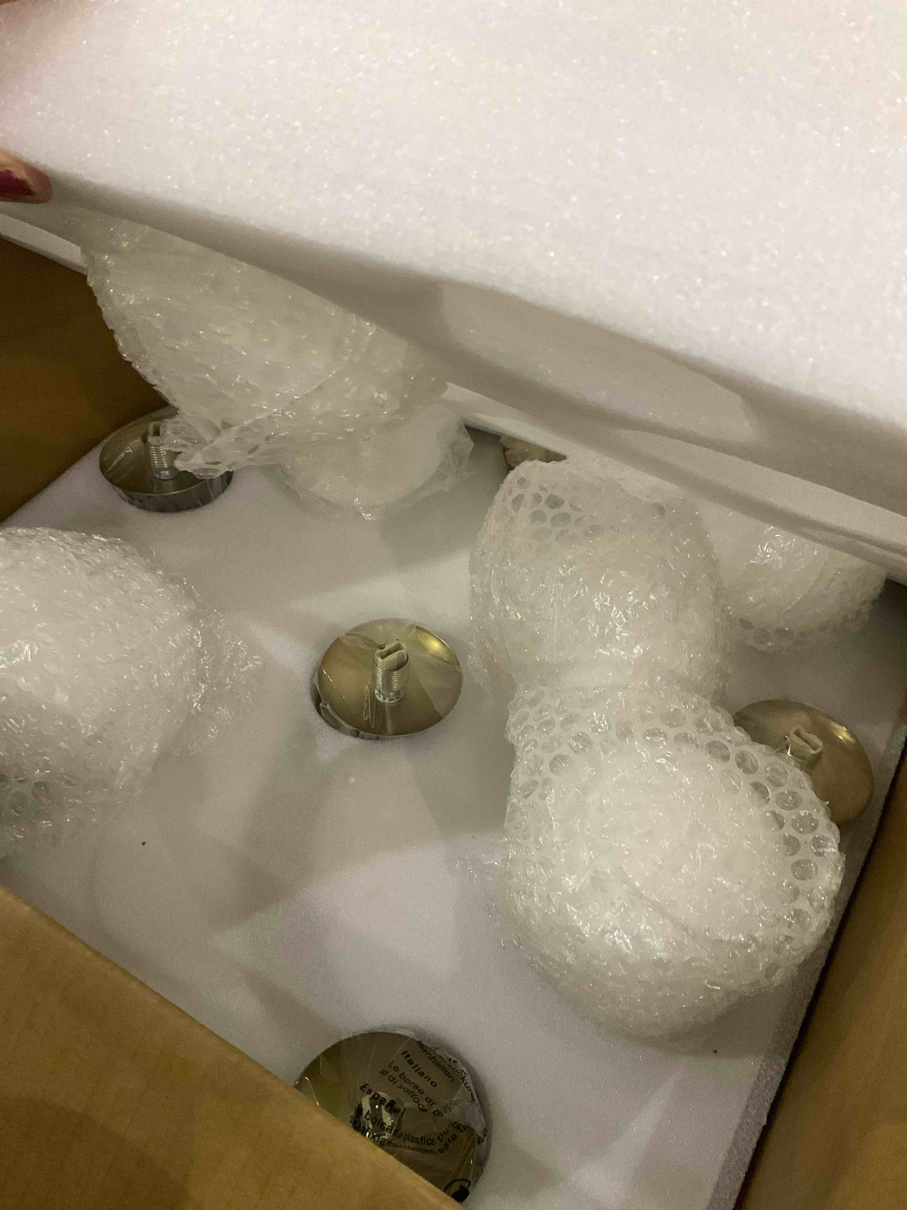 Siljoy Modern Gold Ceiling Light 6 Light Sputnik Chandelier Moon Globe Semi Flush Mount Ceiling Light Fixture for Dining Room Living Room Bedroom D23.62 x H8.27