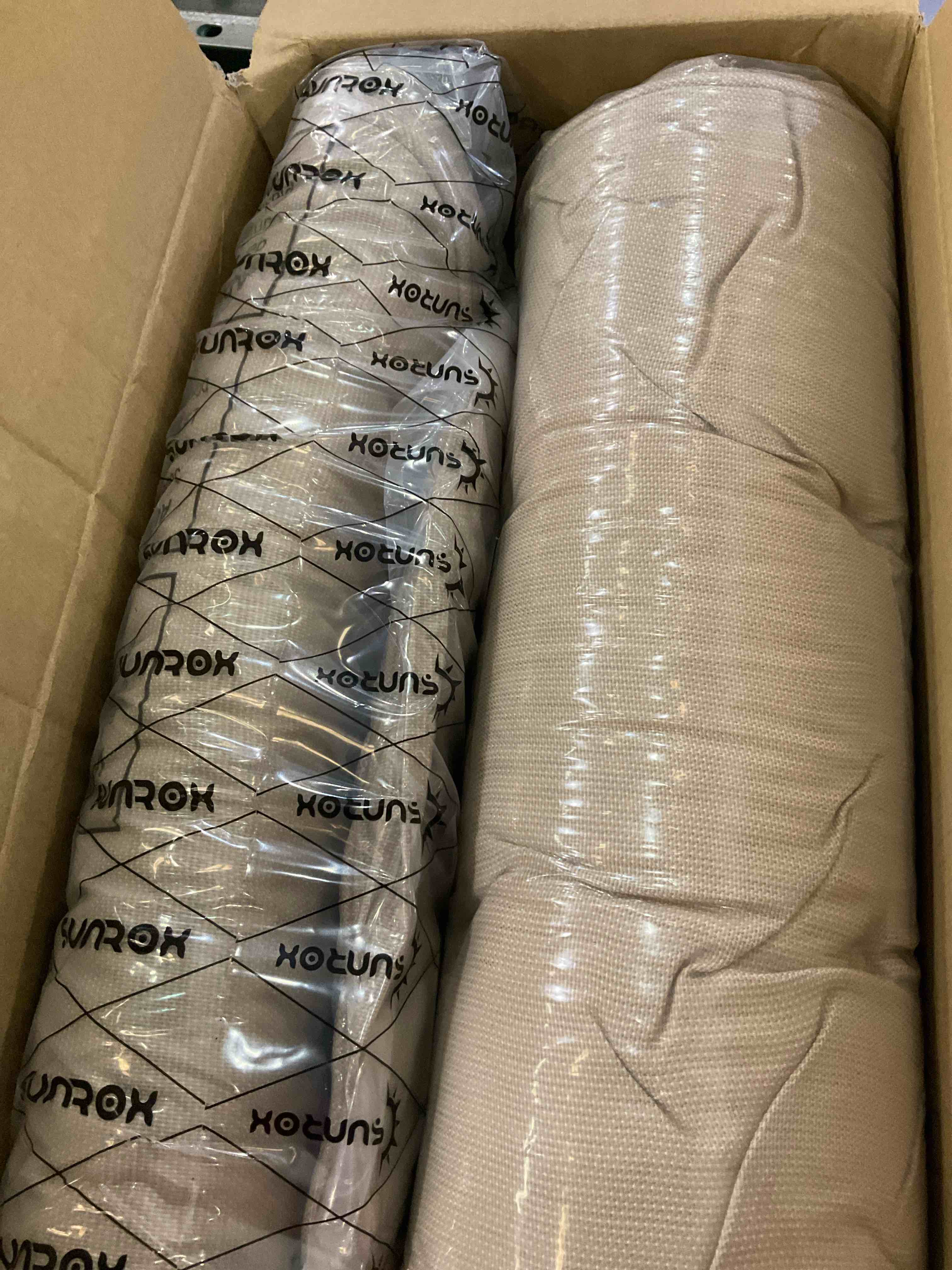 SUNROX Memory Foam Non Slip Rocking Chair Cushion, FadeShield Water Resistant Thicken Durable Tufted Pads, Set of Seat & Back Cushion with Ties for Indoor/Outdoor Rocker, 2 Piece, Husk Birch