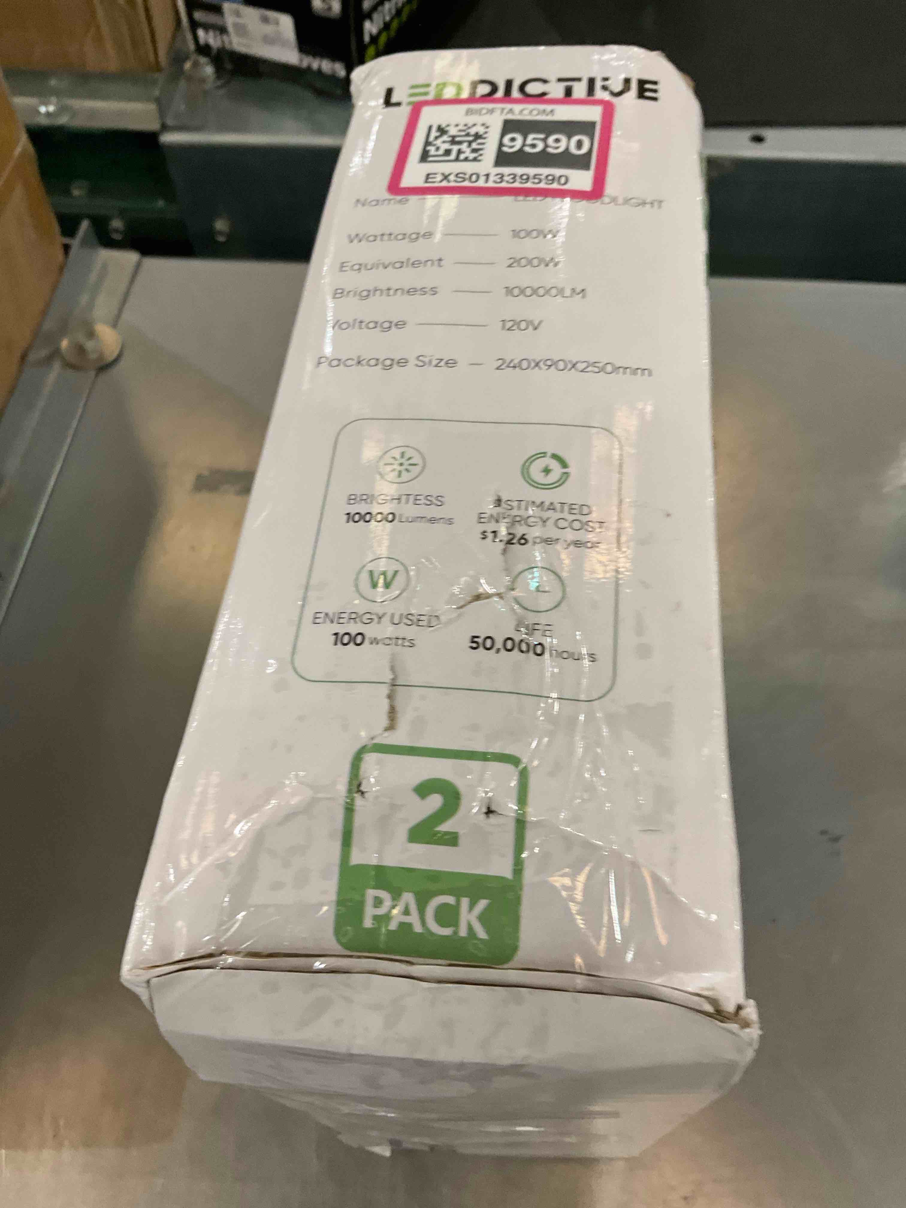 Leddictive 2 Pack LED Flood Lights Outdoor, 100W 10000LM Super Bright Floodlight Outside Work Light with 5.9FT Plug, IP65 Waterproof 6000K Outdoor LED Flood Light for Garage, Yard, Lawn, Garden