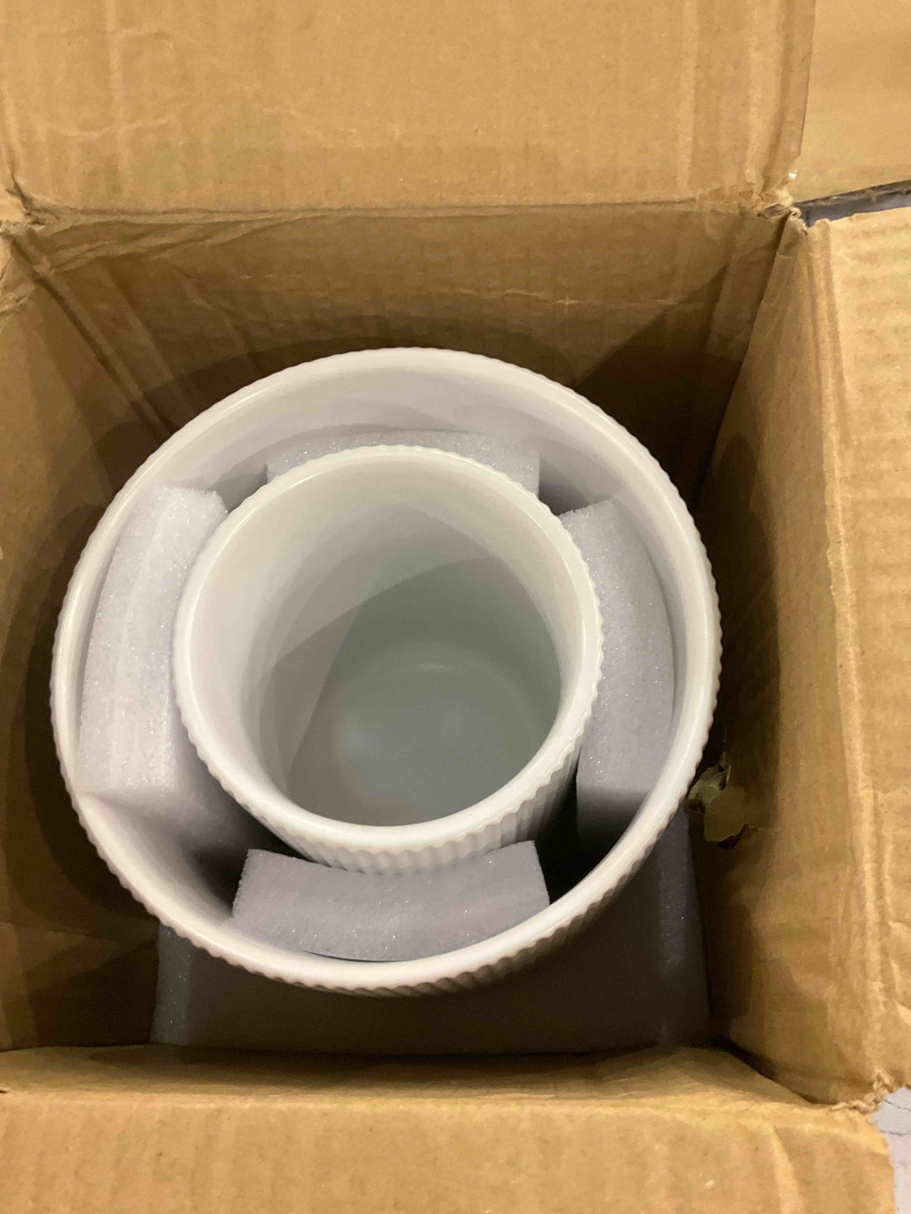 LE TAUCI Utensil Holder, 7.3"+5.4" Ceramic Kitchen Utensil Holder for Countertop, Large Cooking Utensil Crocks for Kitchen Counter, Morden Utensil Organizer Storage Caddy for Cutlery, Set of 2, White