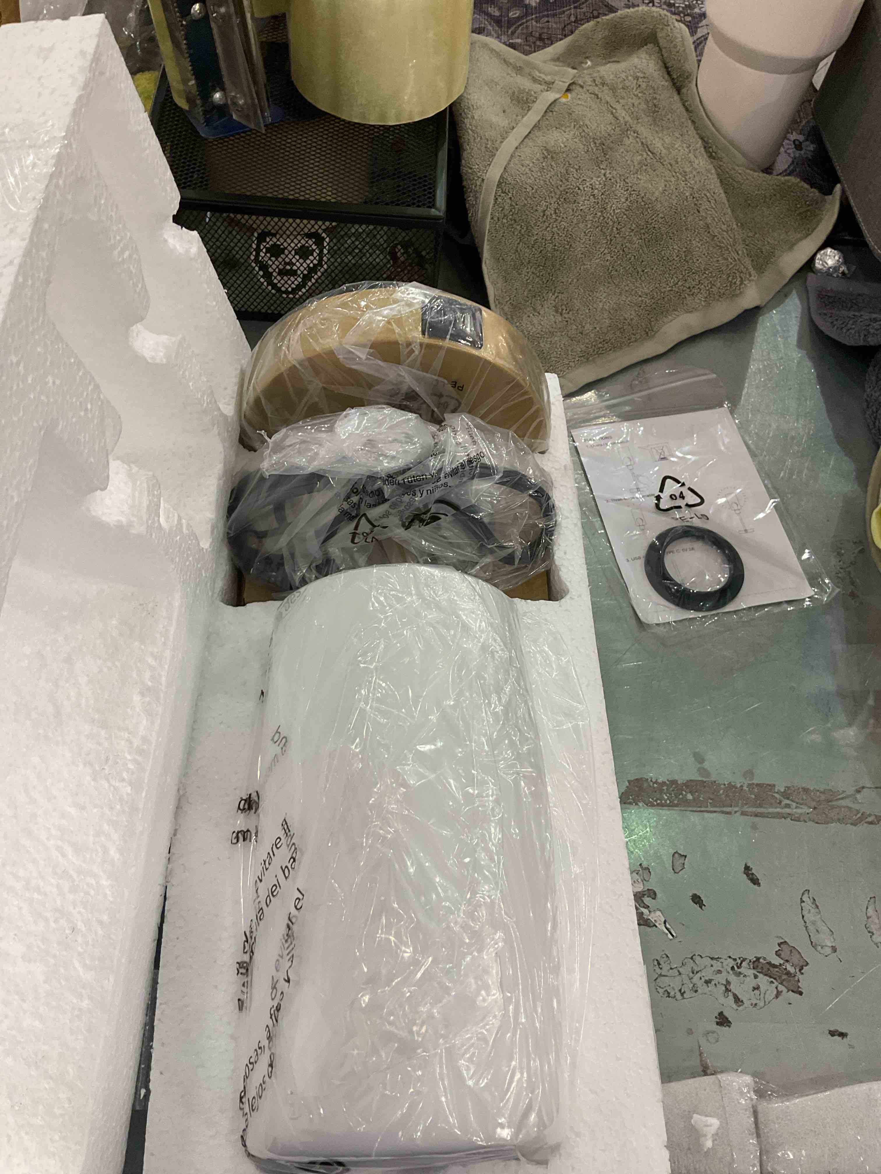 EDISHINE 19" Glass Table Lamp with Touch Control, Modern Bedside Lamp, 3-Stage Dimmable & USB-A+Type-C Charging Ports, Nightstand Lamp for Living Room, Bedroom (Gold)