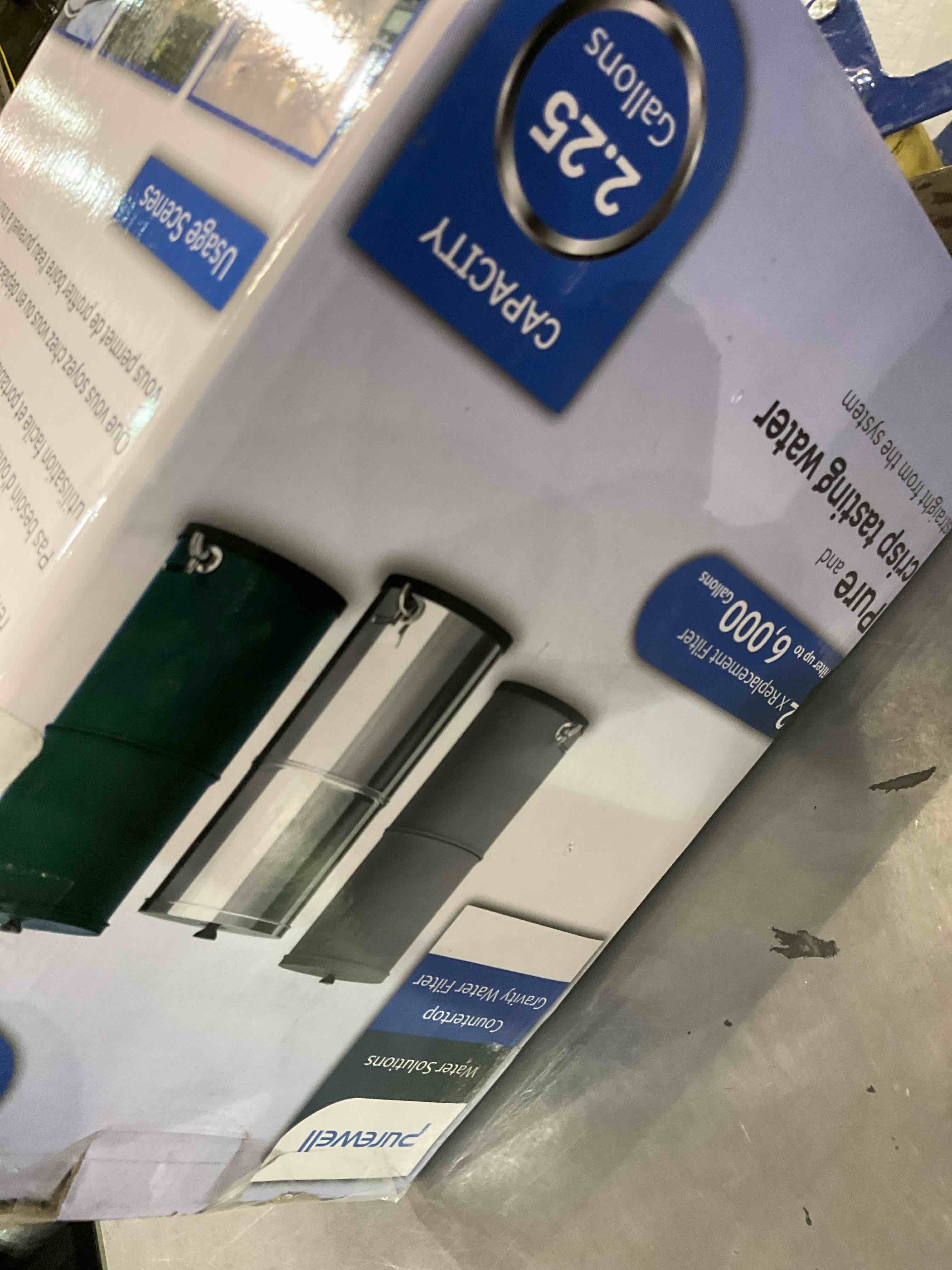 Purewell 2.25 Gallon Stainless Steel Gravity Water Filter System with 2 Black Purification Elements, Countertop Filtration System for Home and Outdoor Use (Without Stand)