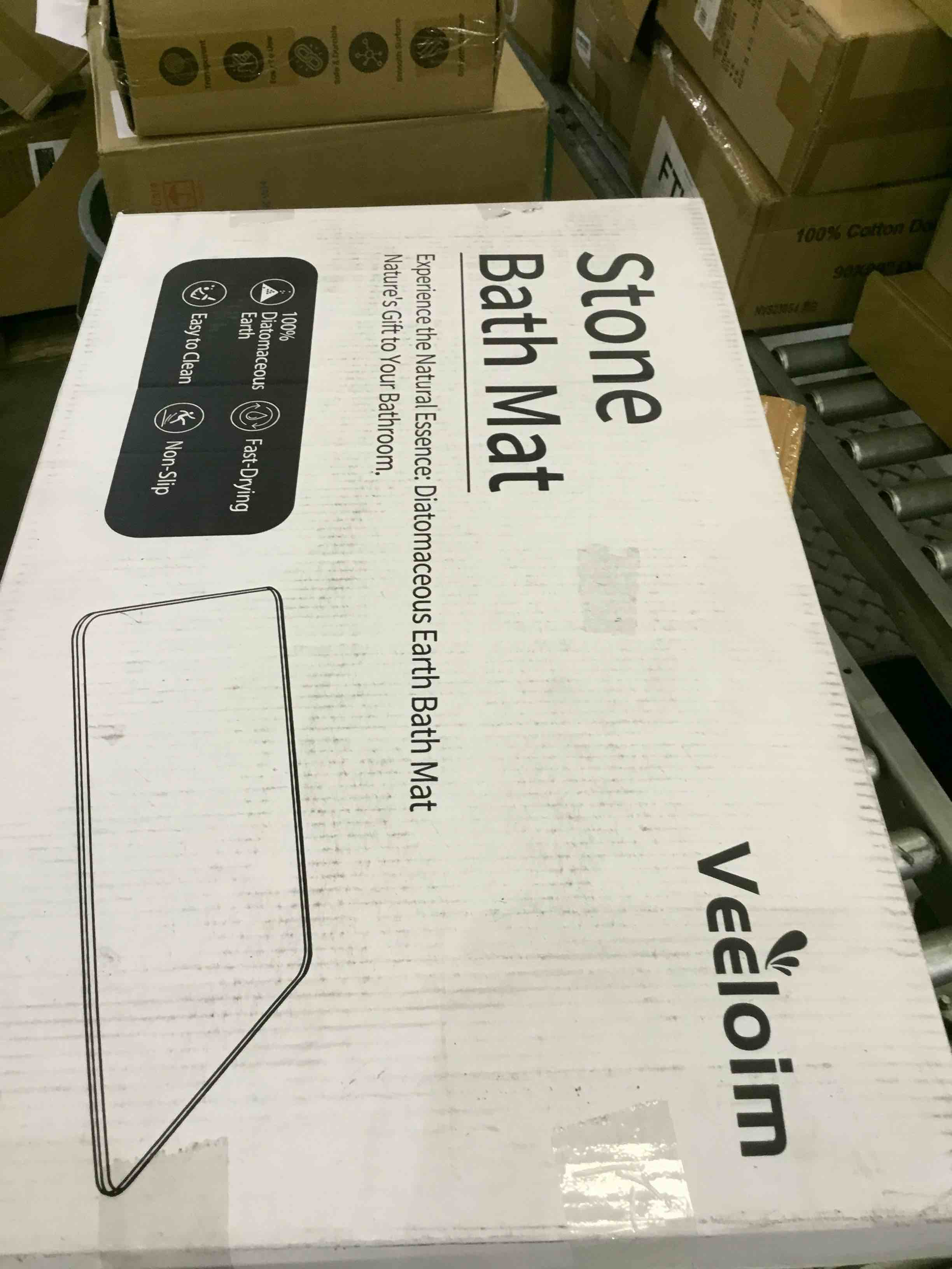 Veeloim Stone Bath Mat Diatomaceous Earth Shower Mat Non-Slip Super Absorbent Stone Bath Mats for Bathroom/Kitchen Counter Quick Drying Diatomite Bath Stone Mat Large Easy to Clean(23.6×15.4" White)