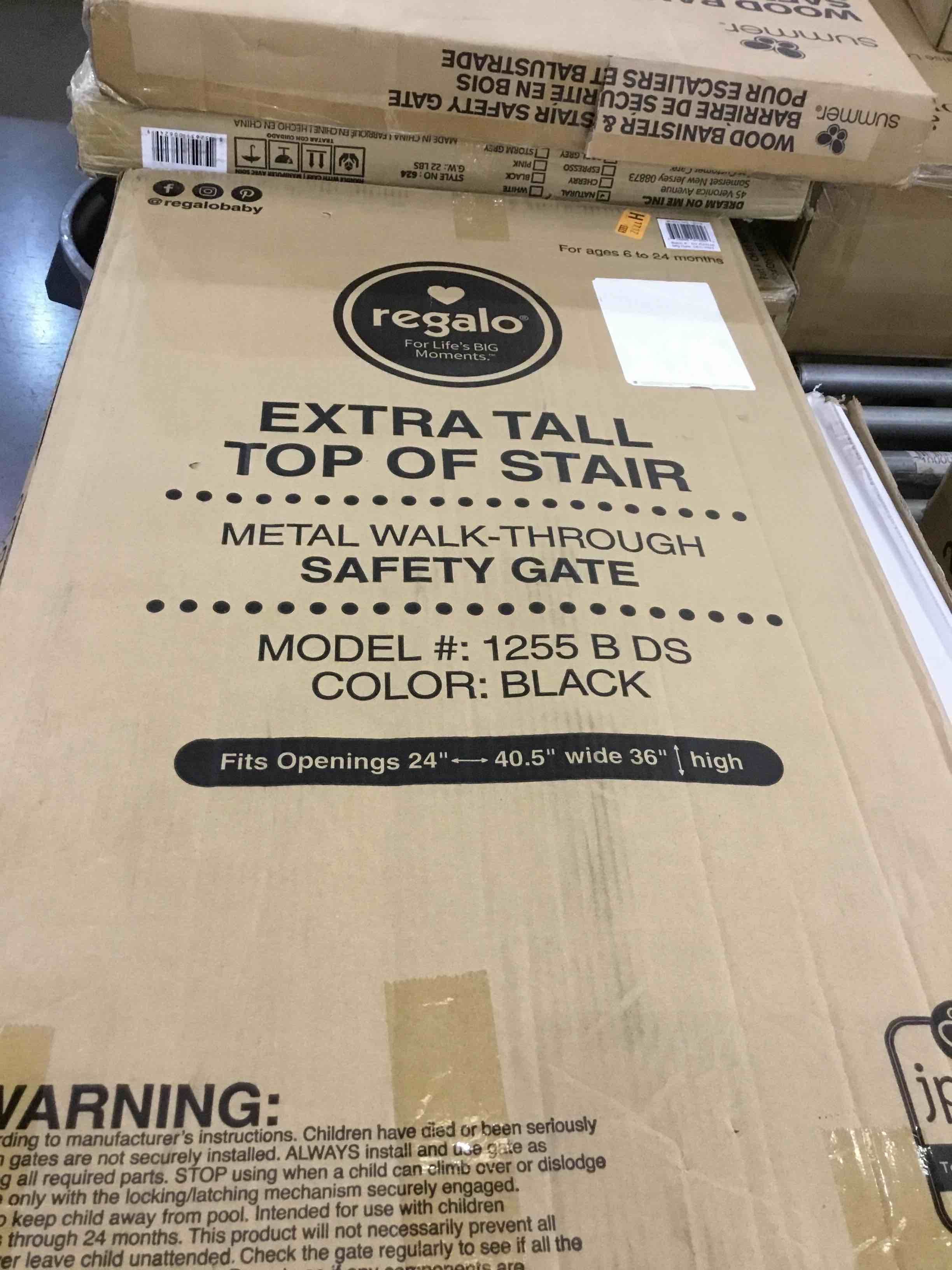 Regalo 2-in-1 Extra Tall Easy Swing Stairway and Hallway Walk Through Baby Gate, Black 1 Count (Pack of 1) (40.5"W x 36"H)