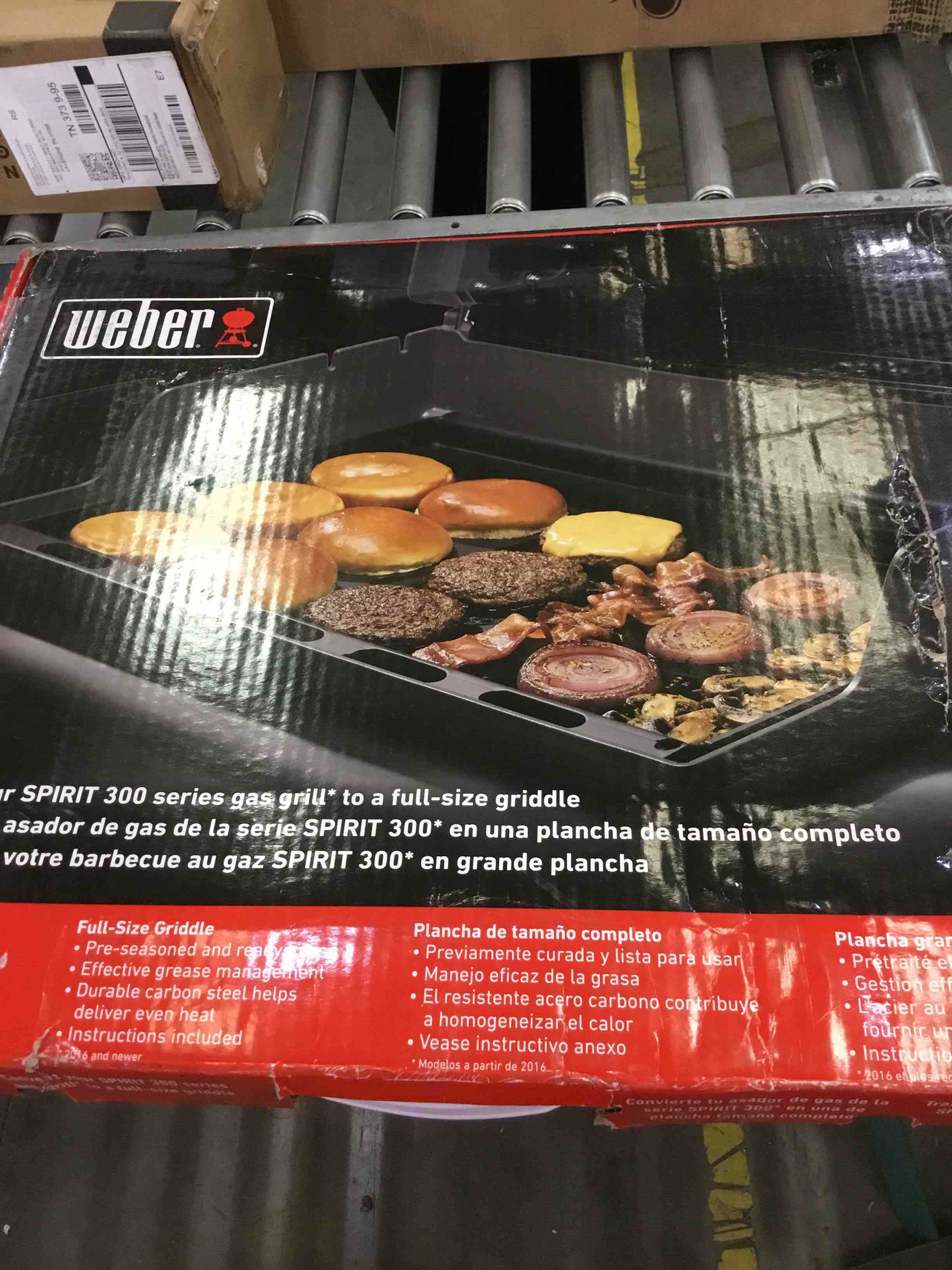 Weber Full Size Rectangular Griddle, Spirit 300 Series, Carbon Steel, Black