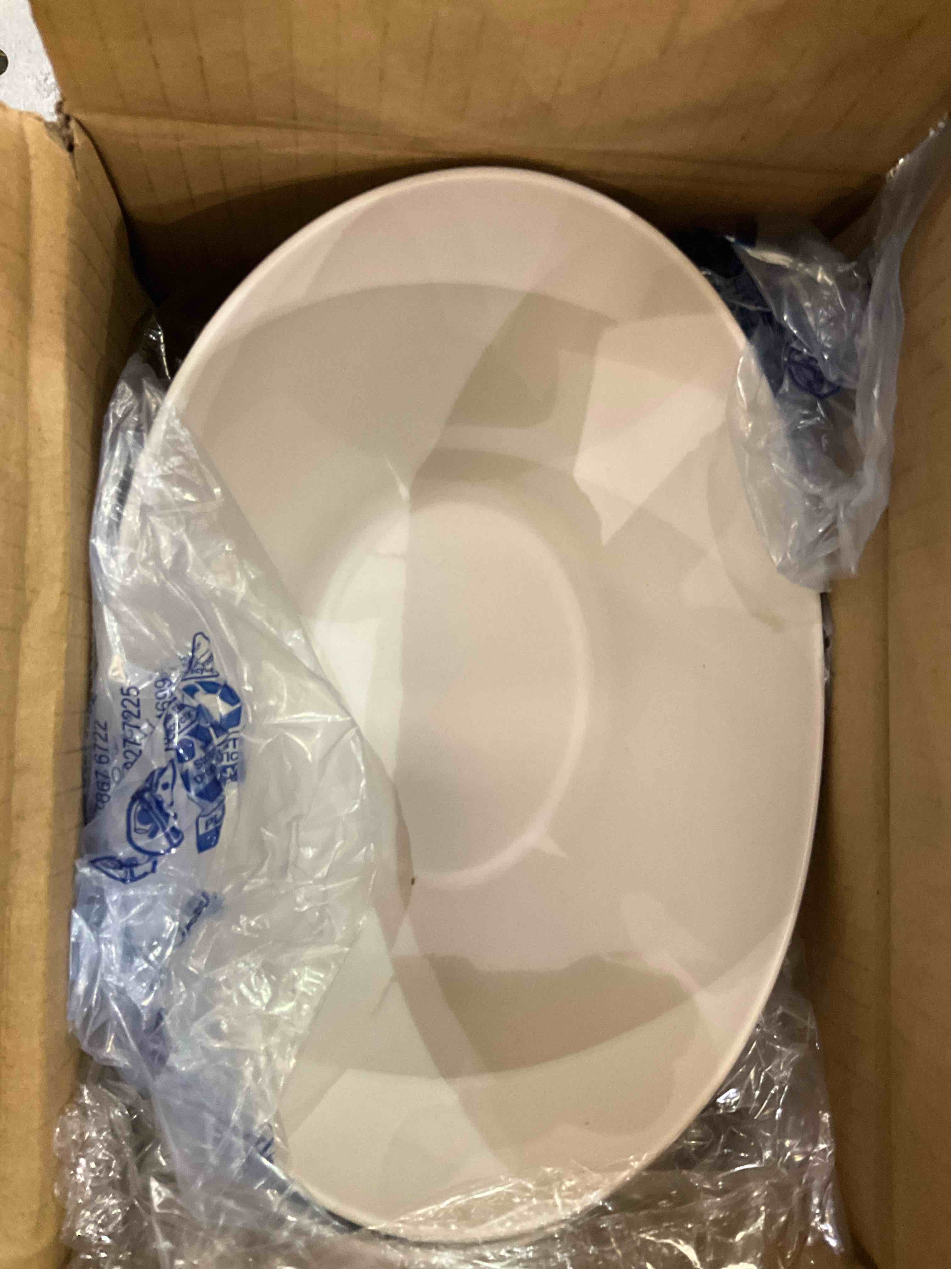 Oval Salad Bowls 34oz, Bamboo Fiber Serving Bowls Set of 6, 8.8" Large Bowls for Kitchen Eating & Restaurant, Deep Oval Bowls Set for Salad,Fruit,Pasta,Vegetable,Ramen, Dishwasher Safe, Off- white