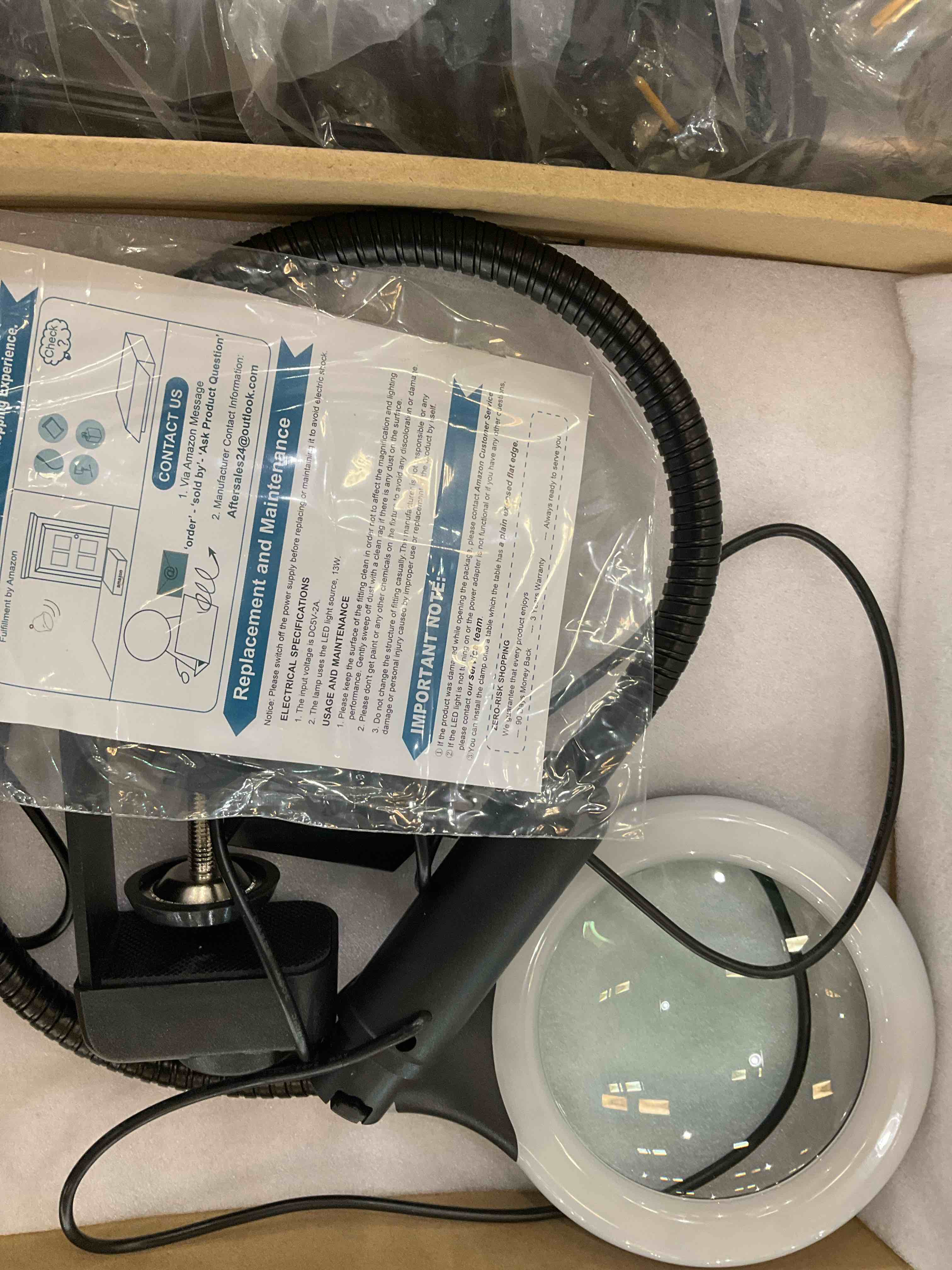 10X Magnifying Glass with Light and Clamp, Jeedefi 26" Gooseneck LED Desk Lamp, 5 Color Modes Stepless Dimmable, Real Glass Lighted Magnifier Hands Free for Close Work Painting Craft Hobby Repair