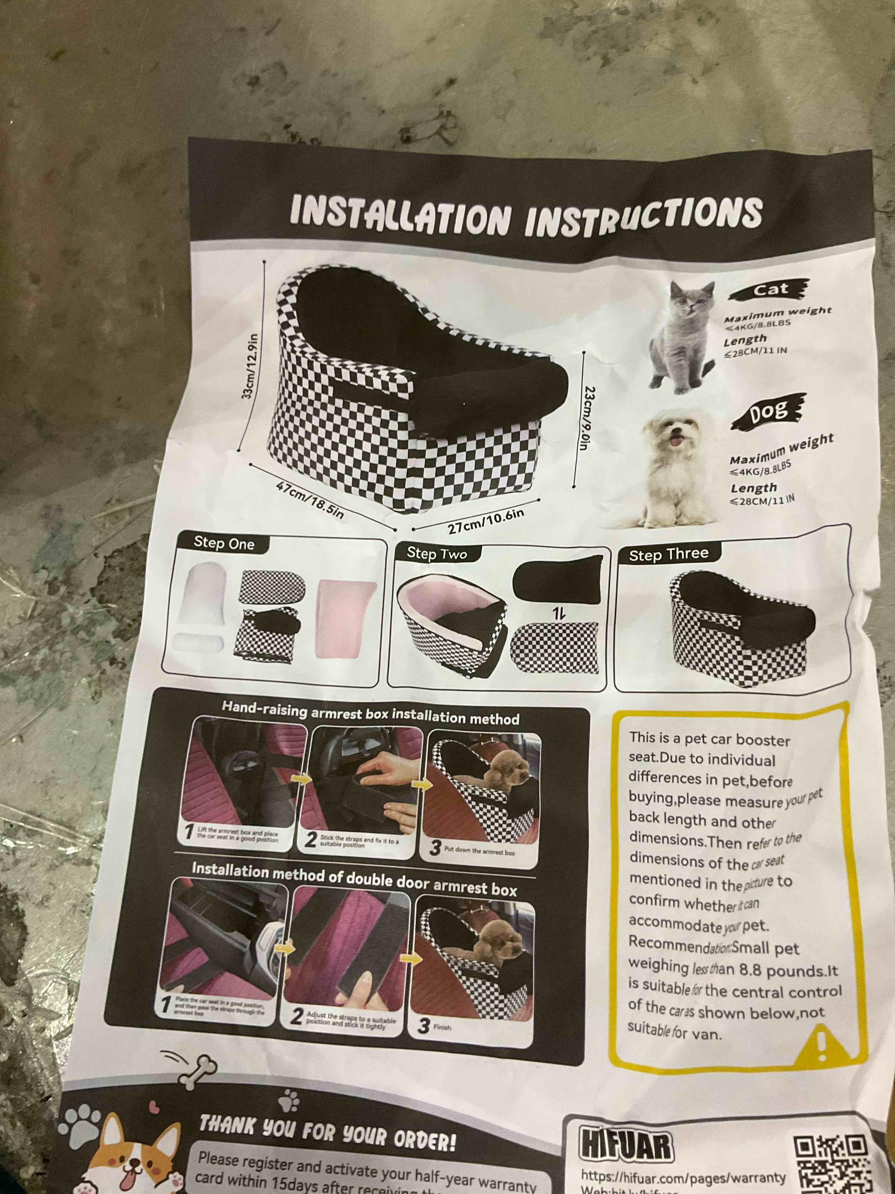 Dog Seat for Car Armrest Pet Car Booster Car Seat Dog