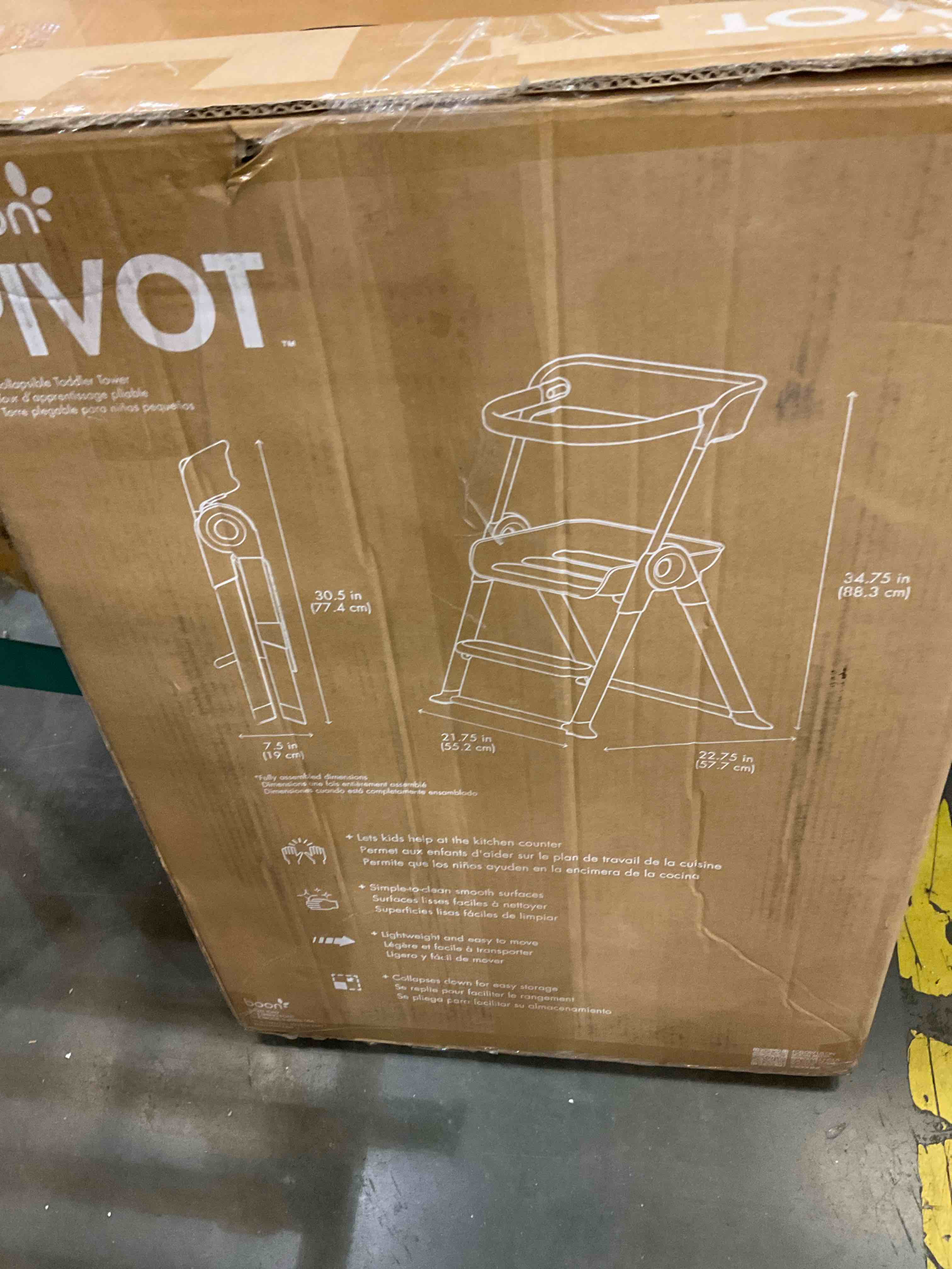 Boon PIVOT Toddler Tower — Folding Step Stool — Montessori Kitchen Helper Stool for Kids