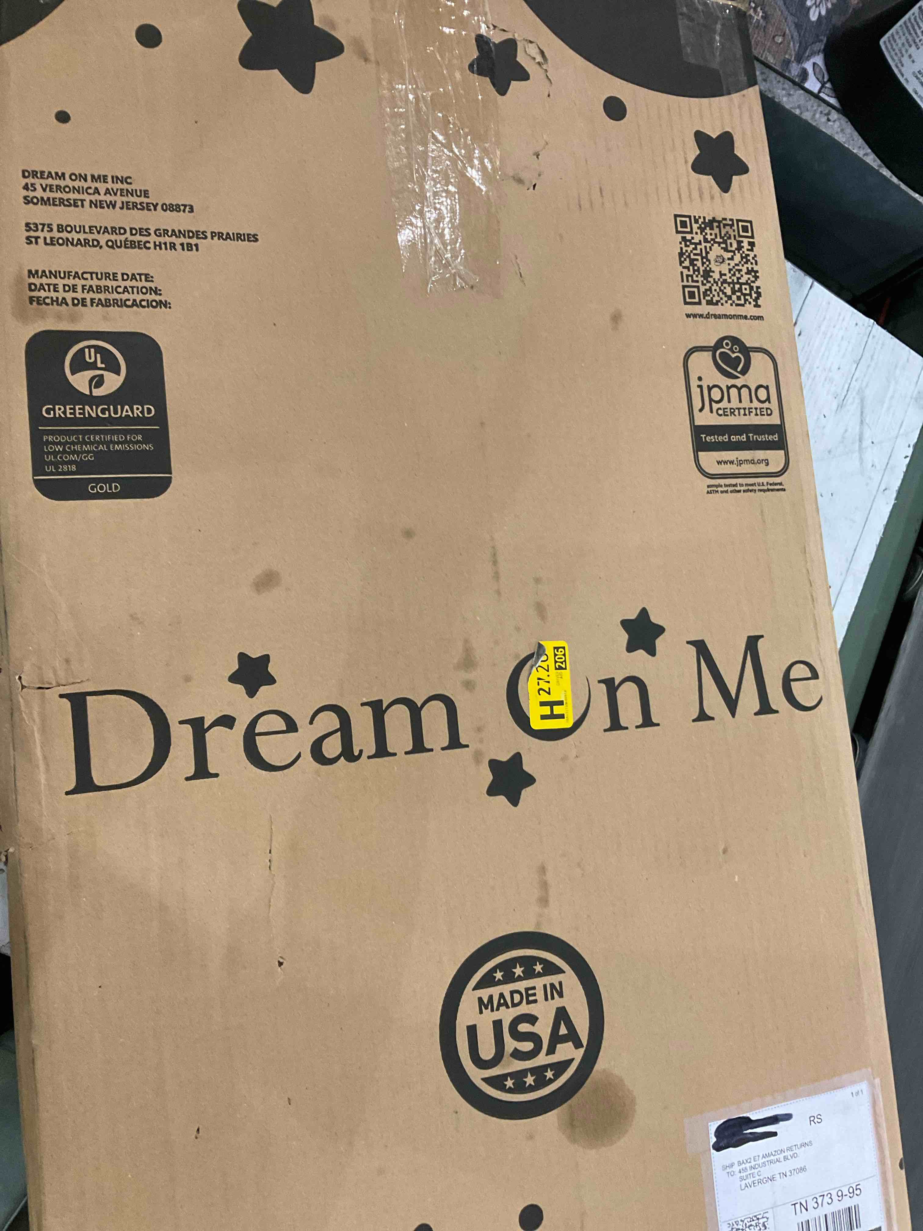 Dream On Me Holly 3” Fiber Portable, Greenguard Gold Certified, Waterproof Vinyl Cover, Lightweight Mini Crib Mattress, White