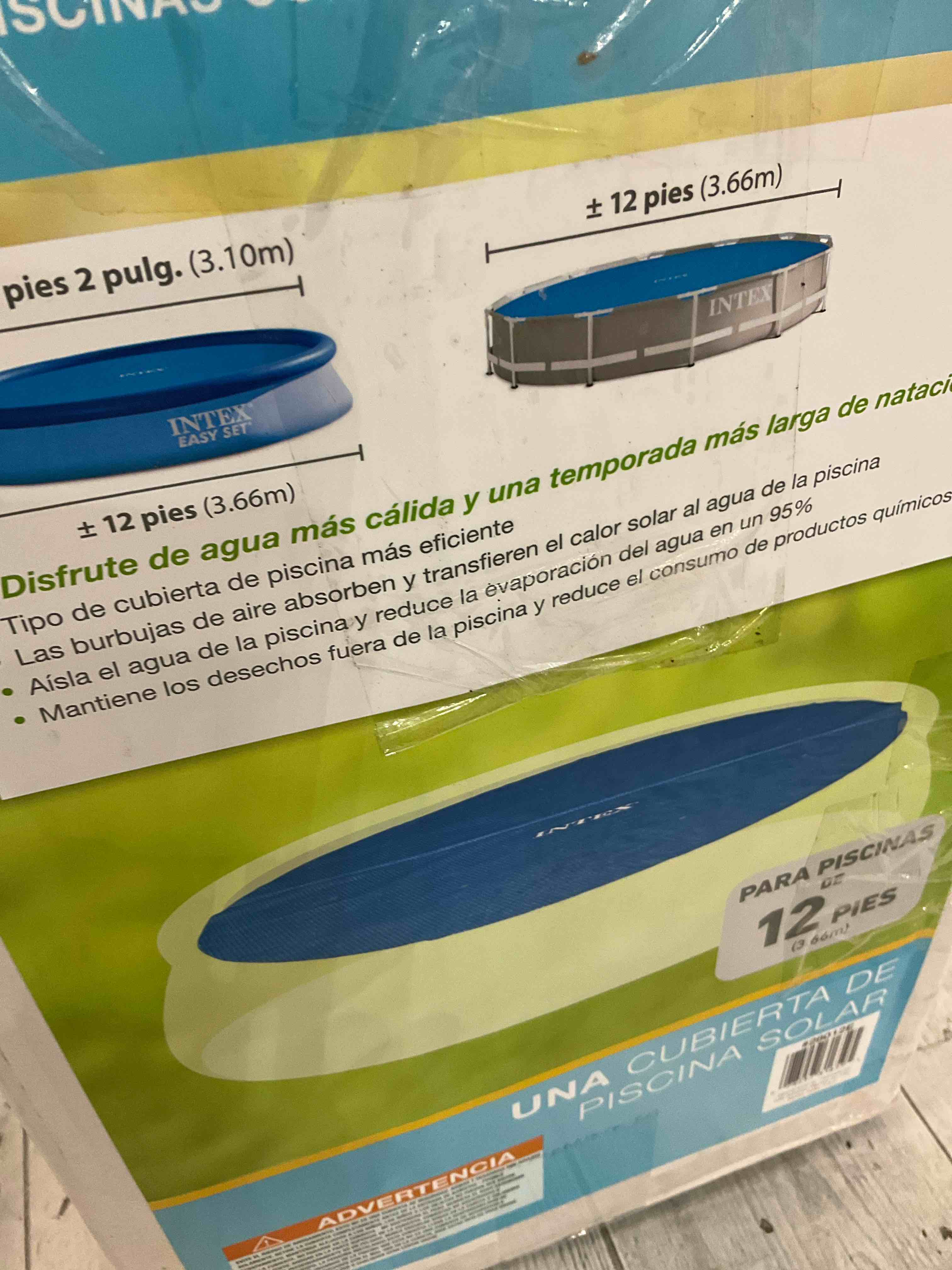 Intex 11 Foot Round Above Ground Swimming Pool Solar Cover Tarp with Drain Holes and Carrying Bag for Easy Set or Metal Frame Pools, Cover Only, Blue