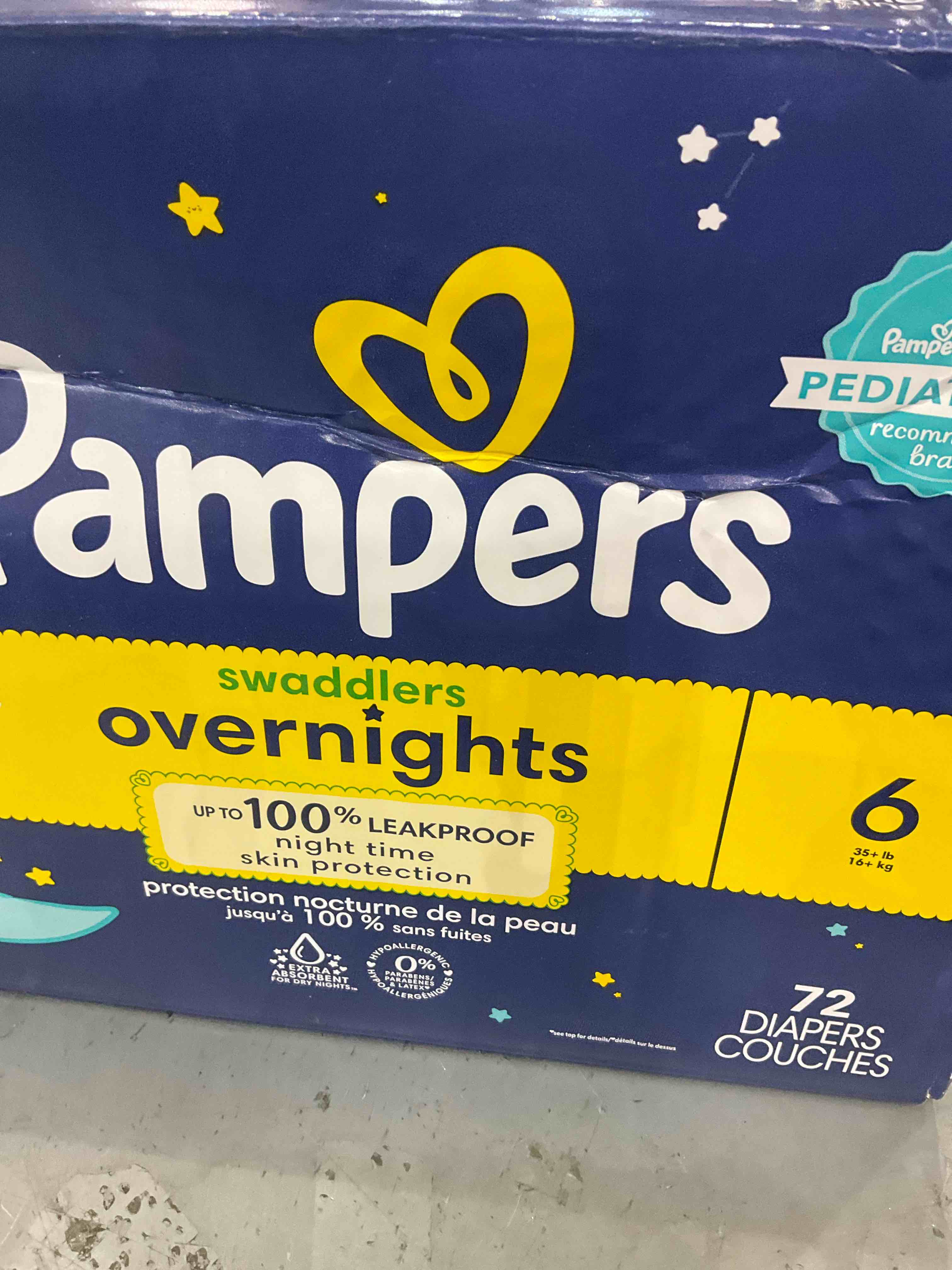 Pampers swaddlers overnight 72 diapers size 6