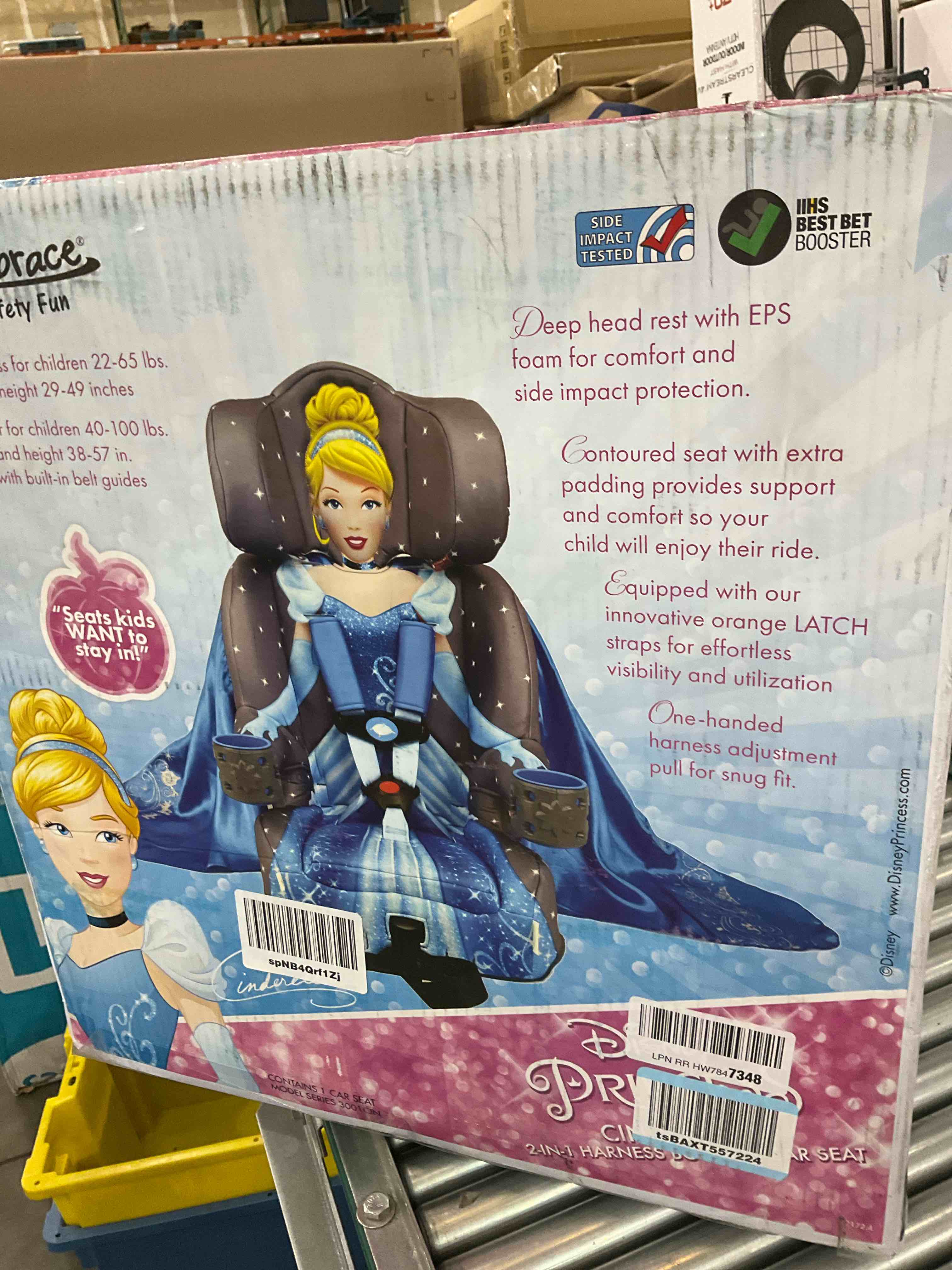KidsEmbrace 2-in-1 Harness Booster Car Seat, Disney Princess Cinderella, Gray