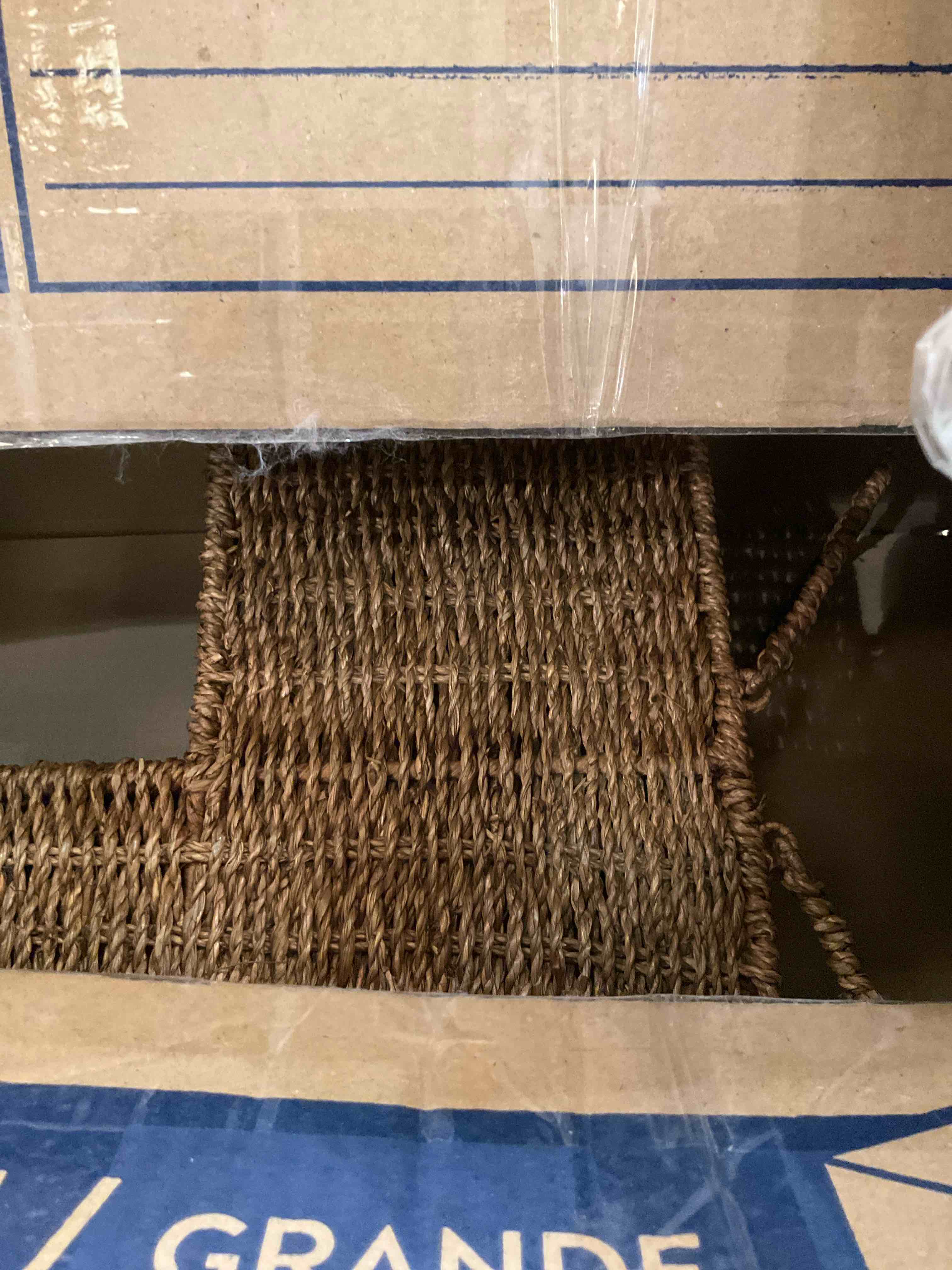 Trademark Innovations 15" Wicker Storage Stair Basket With Handles (Light Brown)