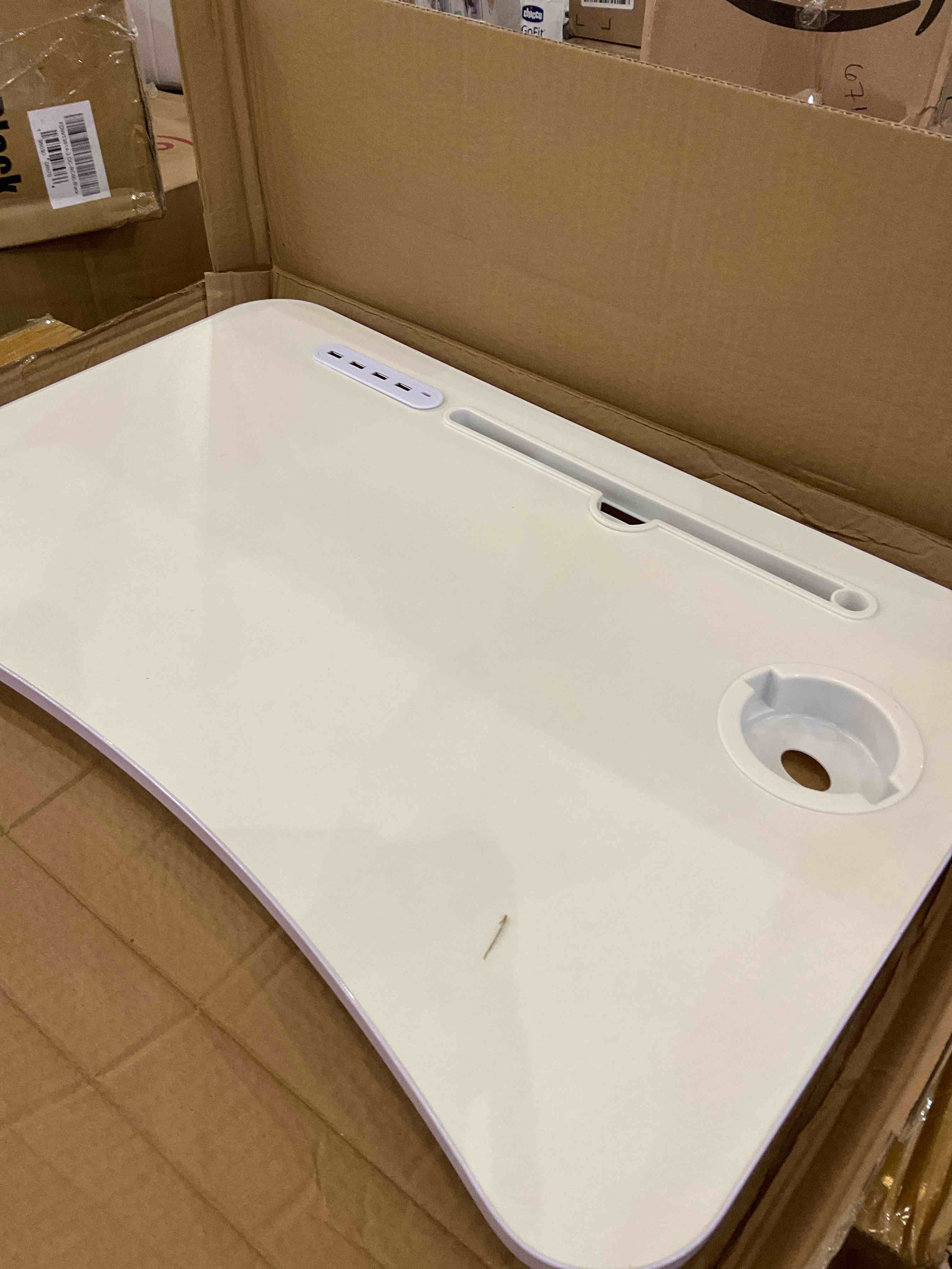 Fayquaze Laptop Bed Desk, Portable Foldable Laptop Bed Table with USB Charge Port Storage Drawer and Cup Holder,Lap Desk Laptop Stand Tray Table Serving Tray for Eating, Reading and Working