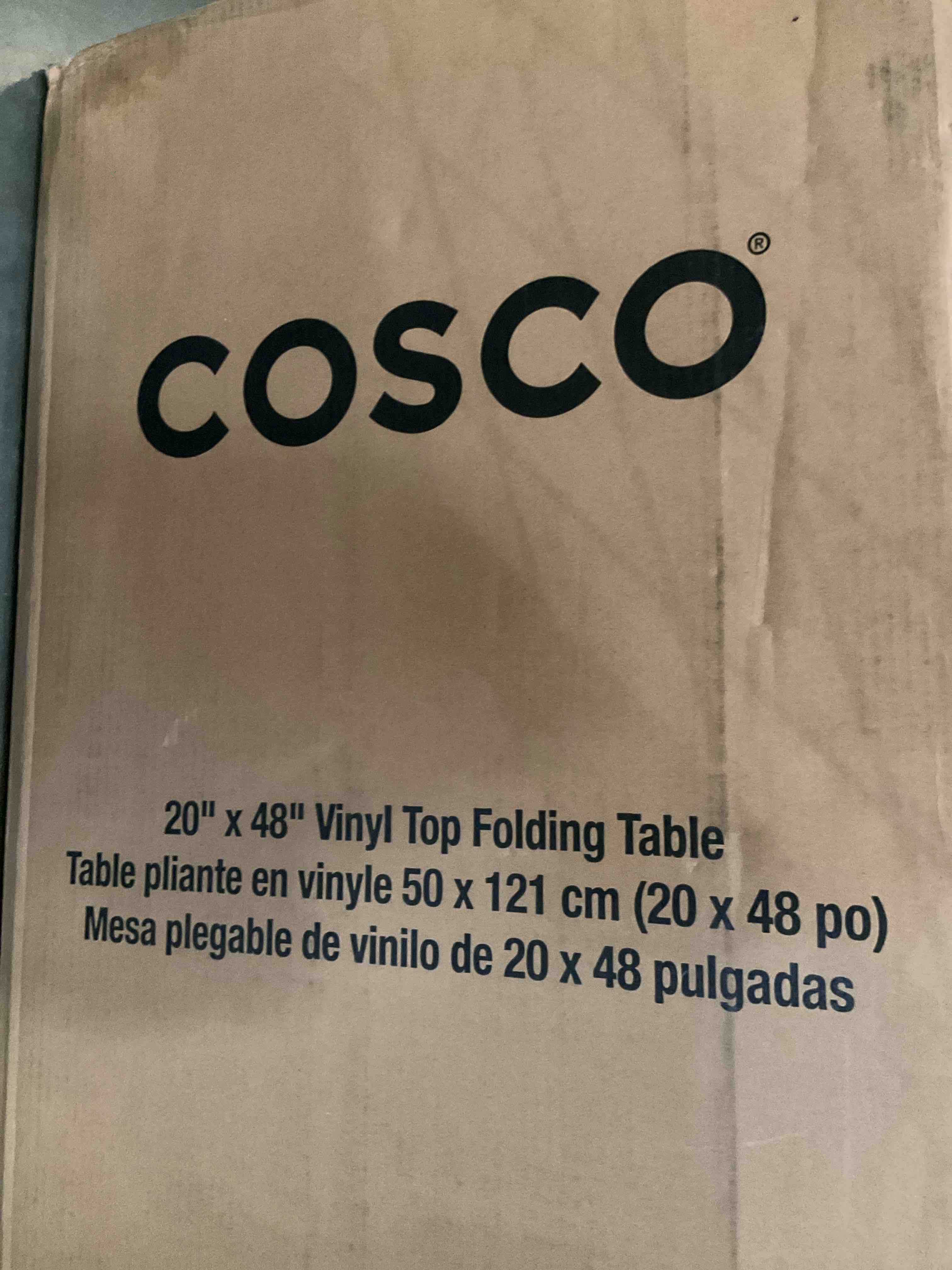 COSCO 20" x 48" Vinyl Top Folding Table, Black