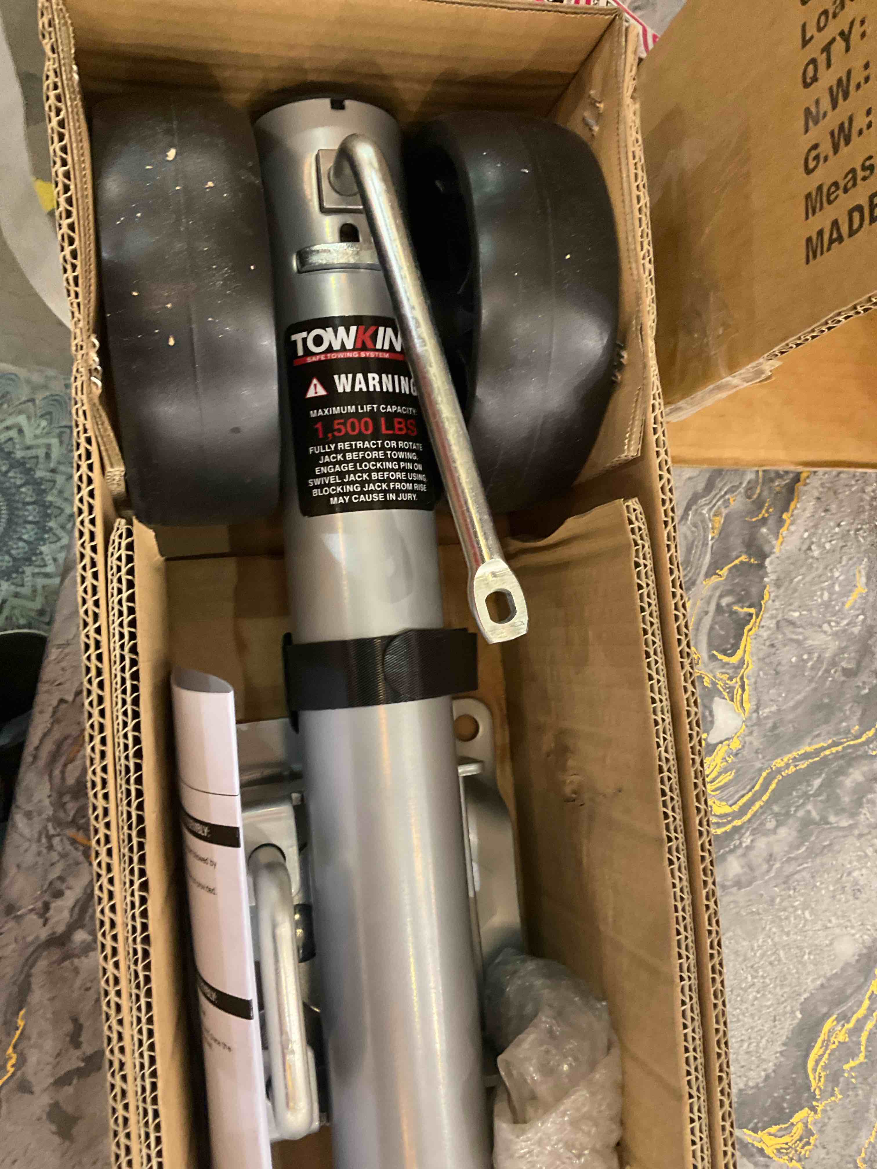 towking side wind dual wheels trailer 6-inch Dual Wheels Trailer Jack, 13" Vertical Movement, 1500 lbs, for RV, Boat, Trailer and More, Silver