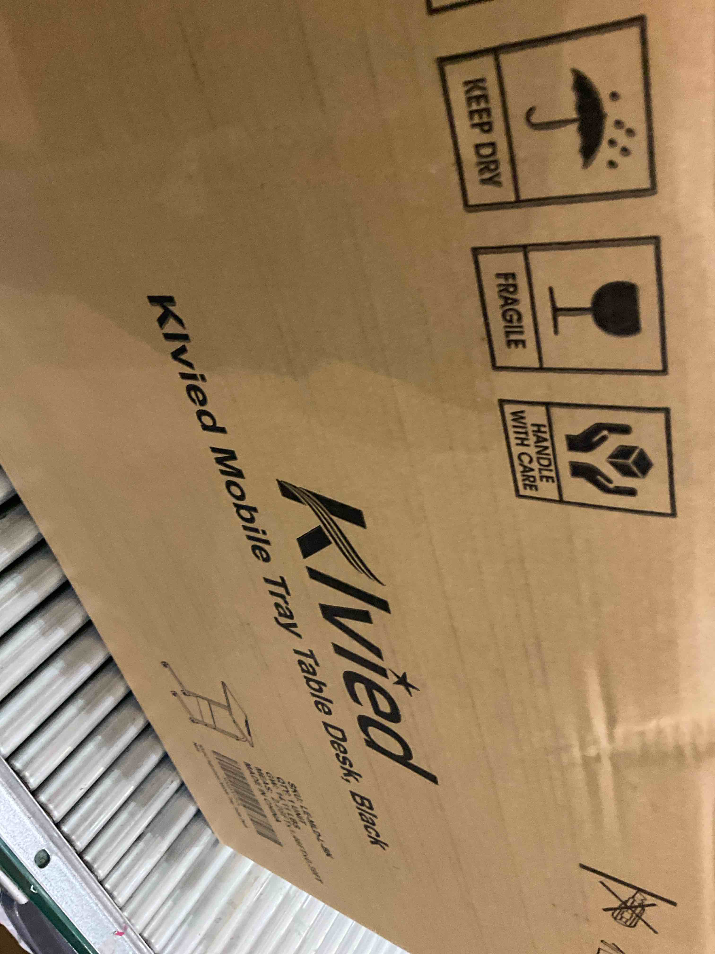 Klvied Standing Desk Adjustable Height, Stand Up Desk with Cup Holder, Portable Laptop Desk, Mobile Standing Desk, Small Computer Desk, Bedside Table, Black Rolling Desk, Work Desk for Home Office