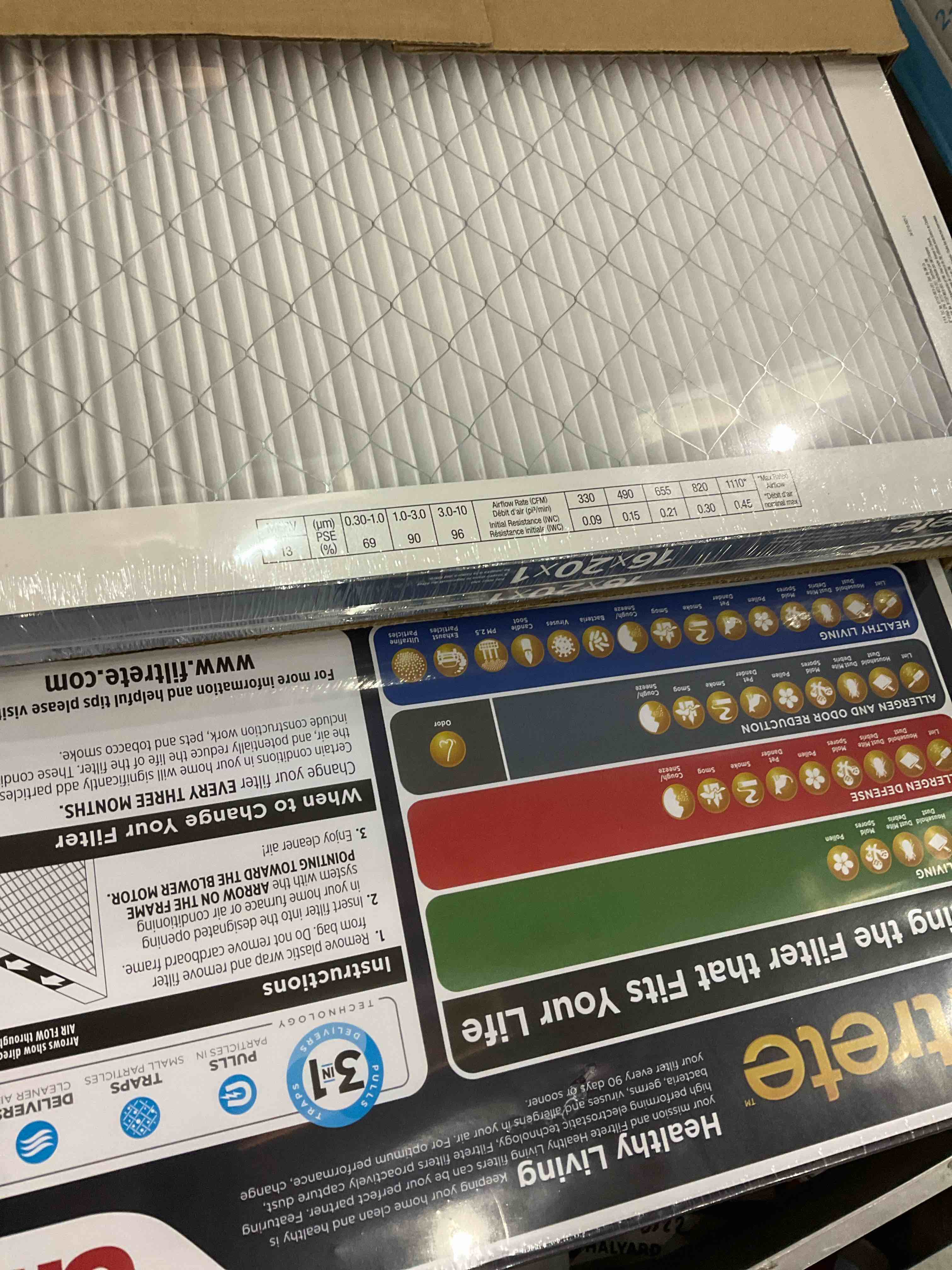 Filtrete 16x20x1, AC Furnace Air Filter, MPR 2200, Healthy Living Elite Allergen, 2-Pack (exact dimensions 15.69 x 19.69 x 0.78)