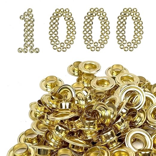 Yescom 1/2” Size #4 Grommets & Washers Kit Leather Bags Signs Poster Eyelet 1000 Pack Gold