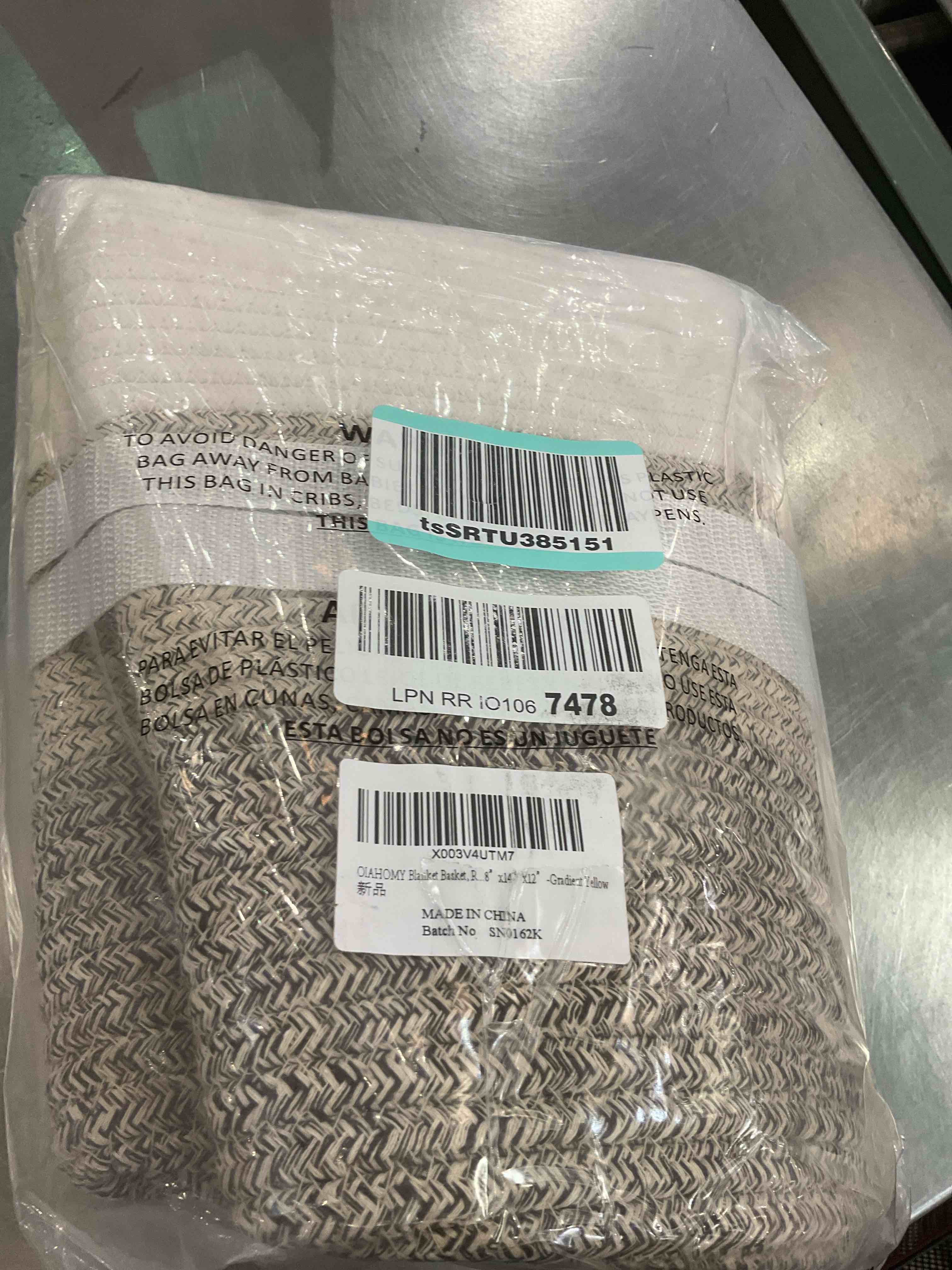 OIAHOMY Laundry Hamper-Laundry Basket,Tall Cotton Storage Basket 8" x14"x 12”-Gradient Yellow