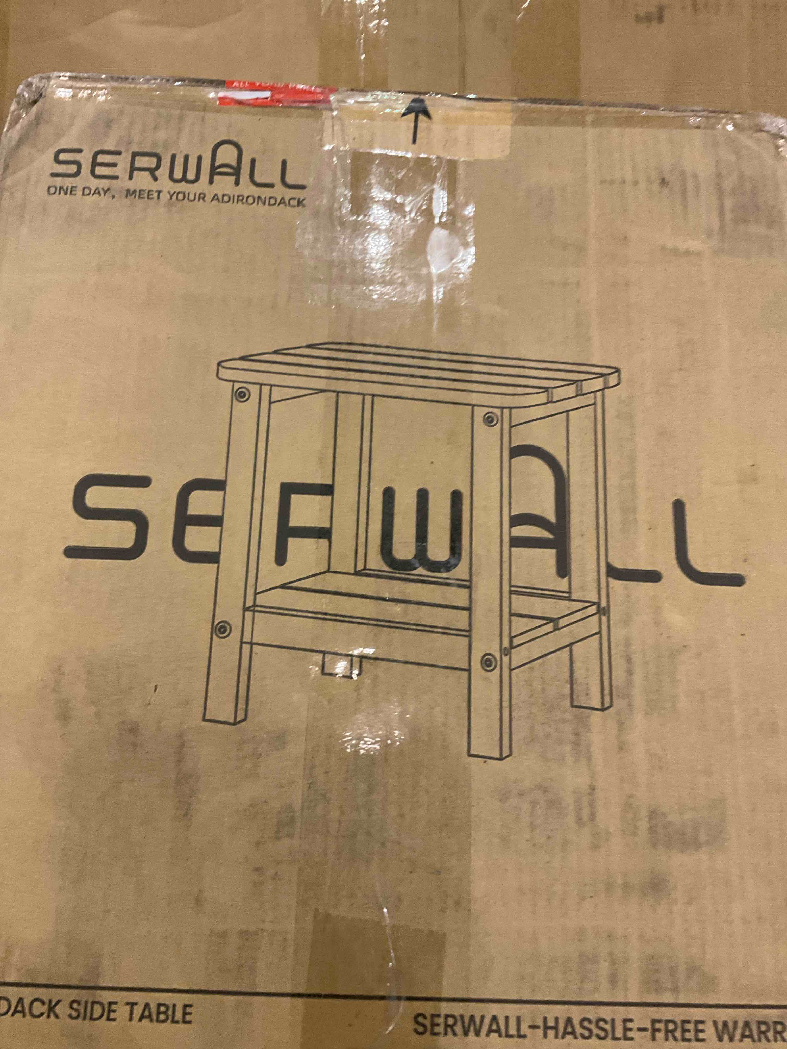 SERWALL Double Adirondack Side Table Rectangular End Table, Brown