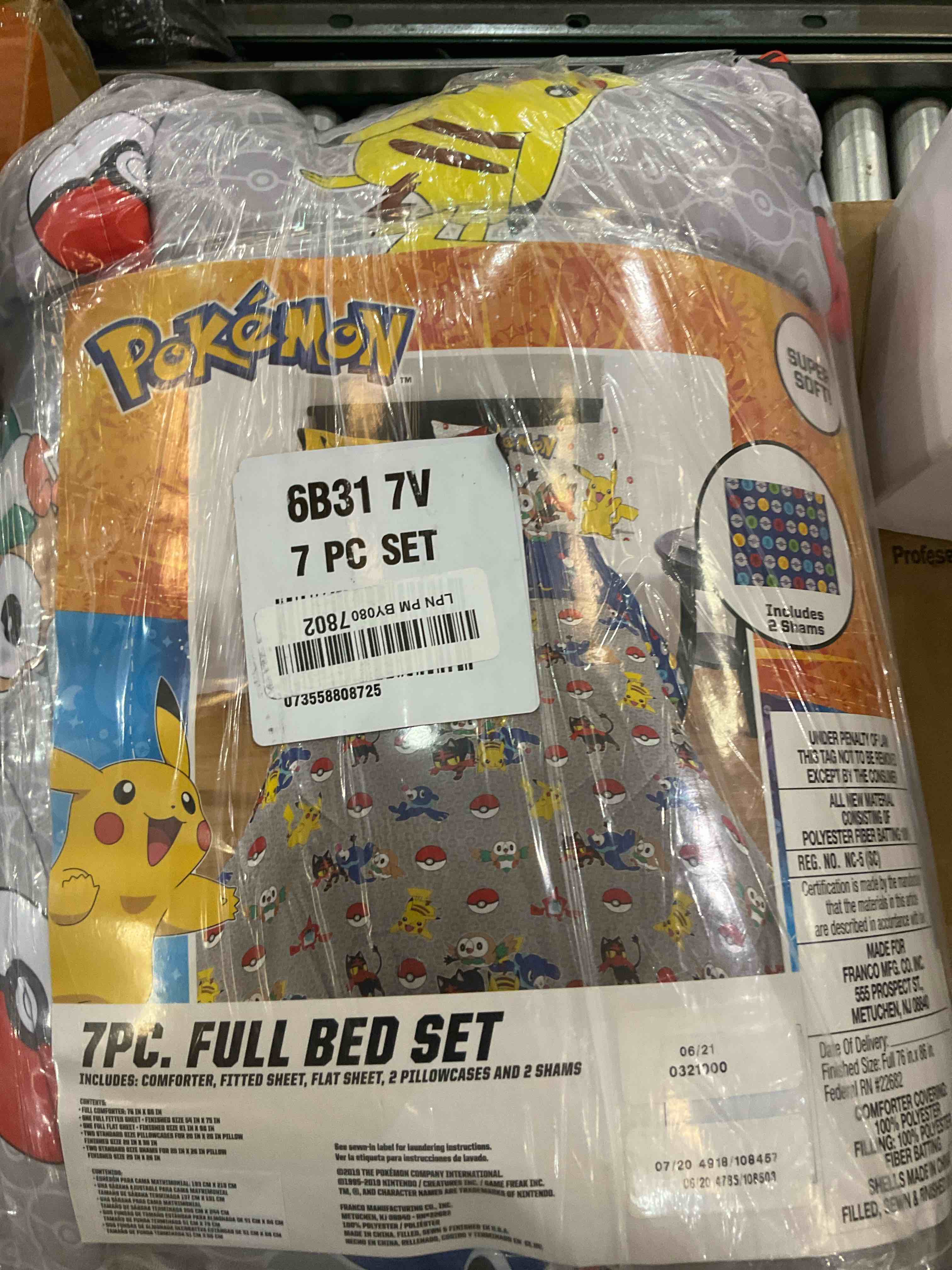 Franco Kids Bedding Super Soft Comforter and Sheet Set with Sham, 7 Piece Full Size, Pokemon