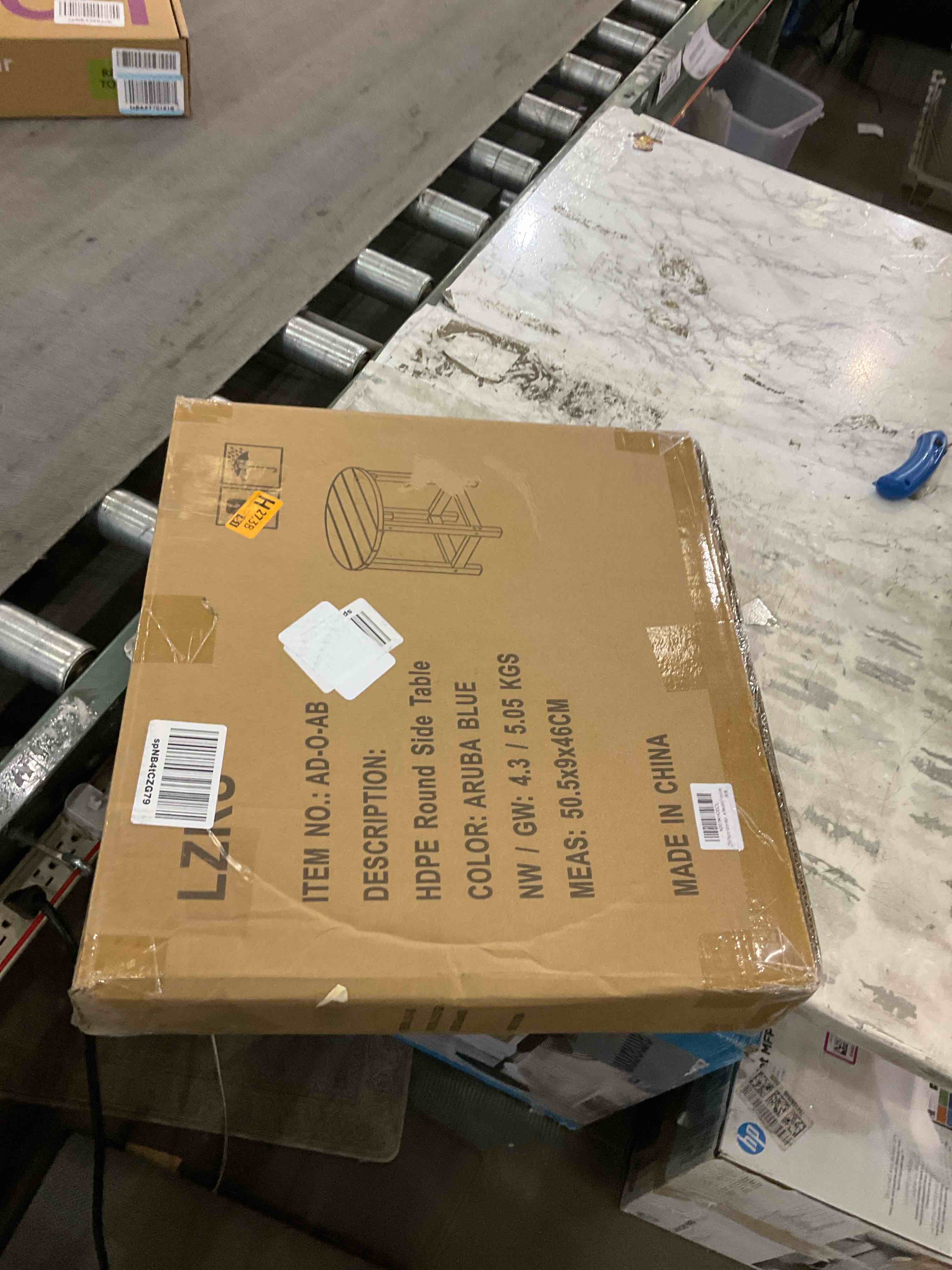 LZRS Round Adirondack Side Table End Table, Outdoor Side Tables for Patio, Backyard,Pool, Indoor Companion, Easy Maintenance & Weather Resistant(Turquoise)