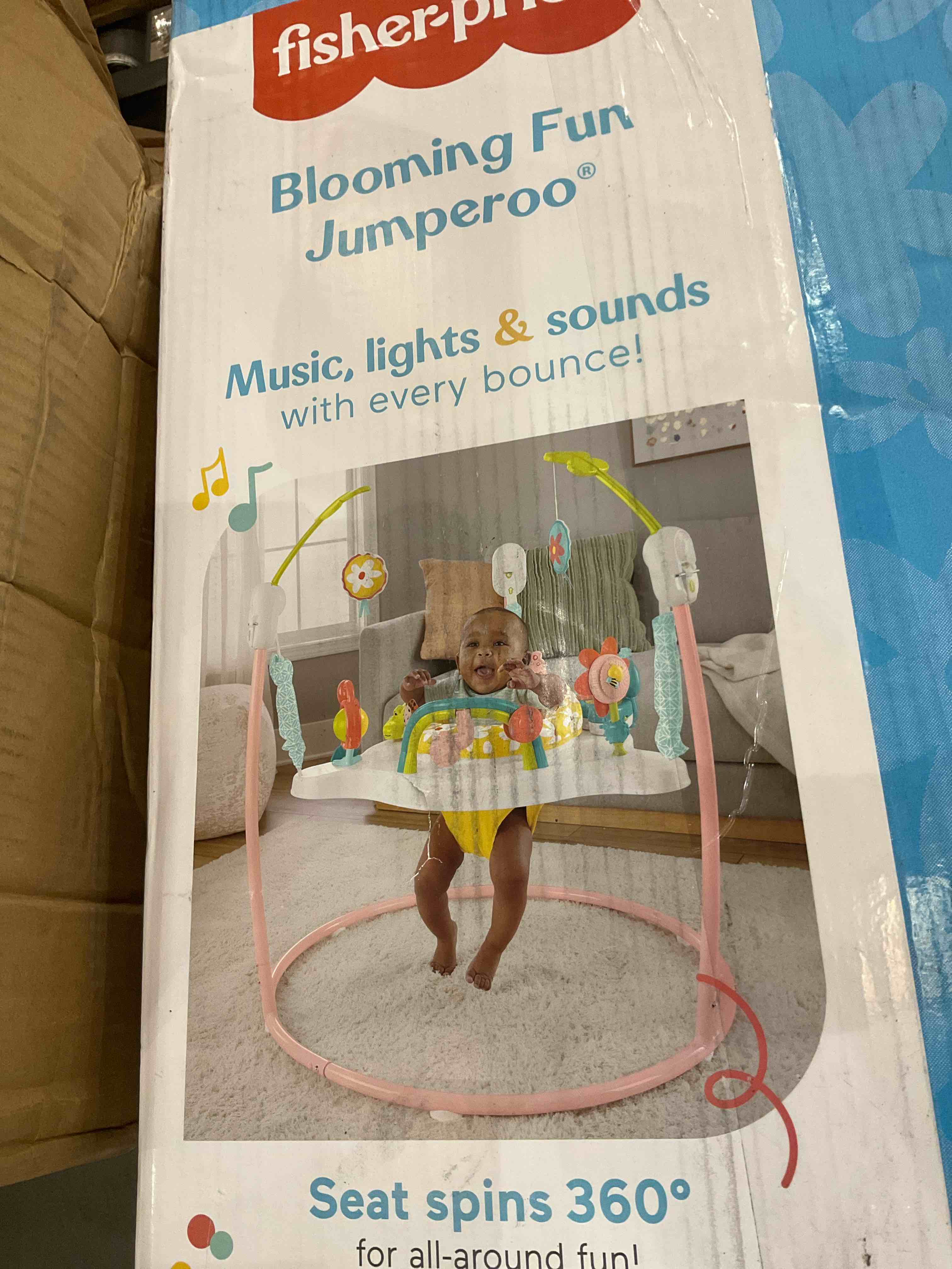 Fisher-Price Baby Bouncer Activity Center Blooming Fun Jumperoo with Music Lights and Developmental Toys for Infants