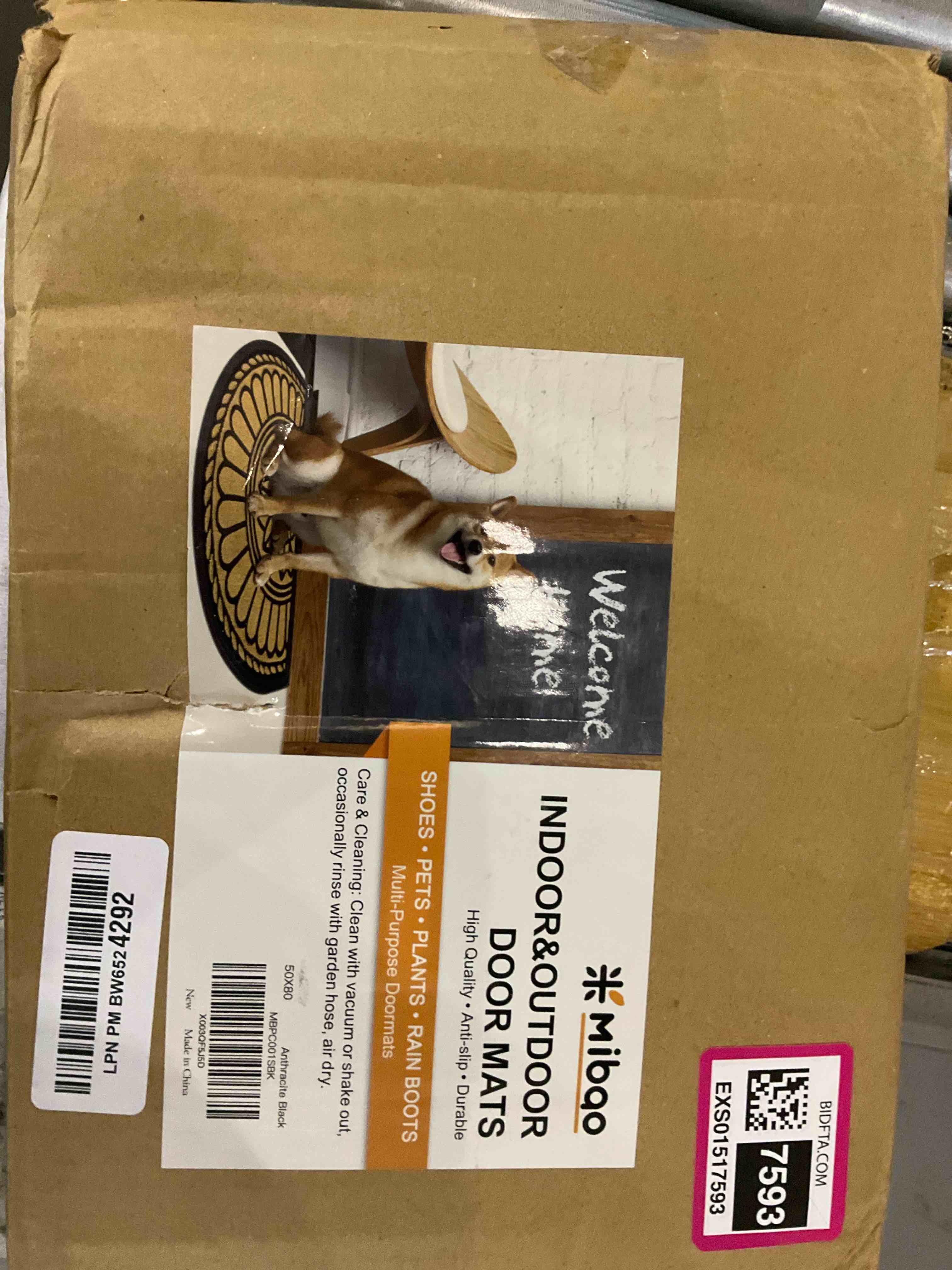 Mibao Dirt Trapper Door Mat for Indoor&Outdoor, 20" x 32", Anthracite Black, Washable Barrier Door Mat, Heavy Duty Non-Slip Entrance Rug Shoes Scraper, Super Absorbent Front Door Mat Carpet