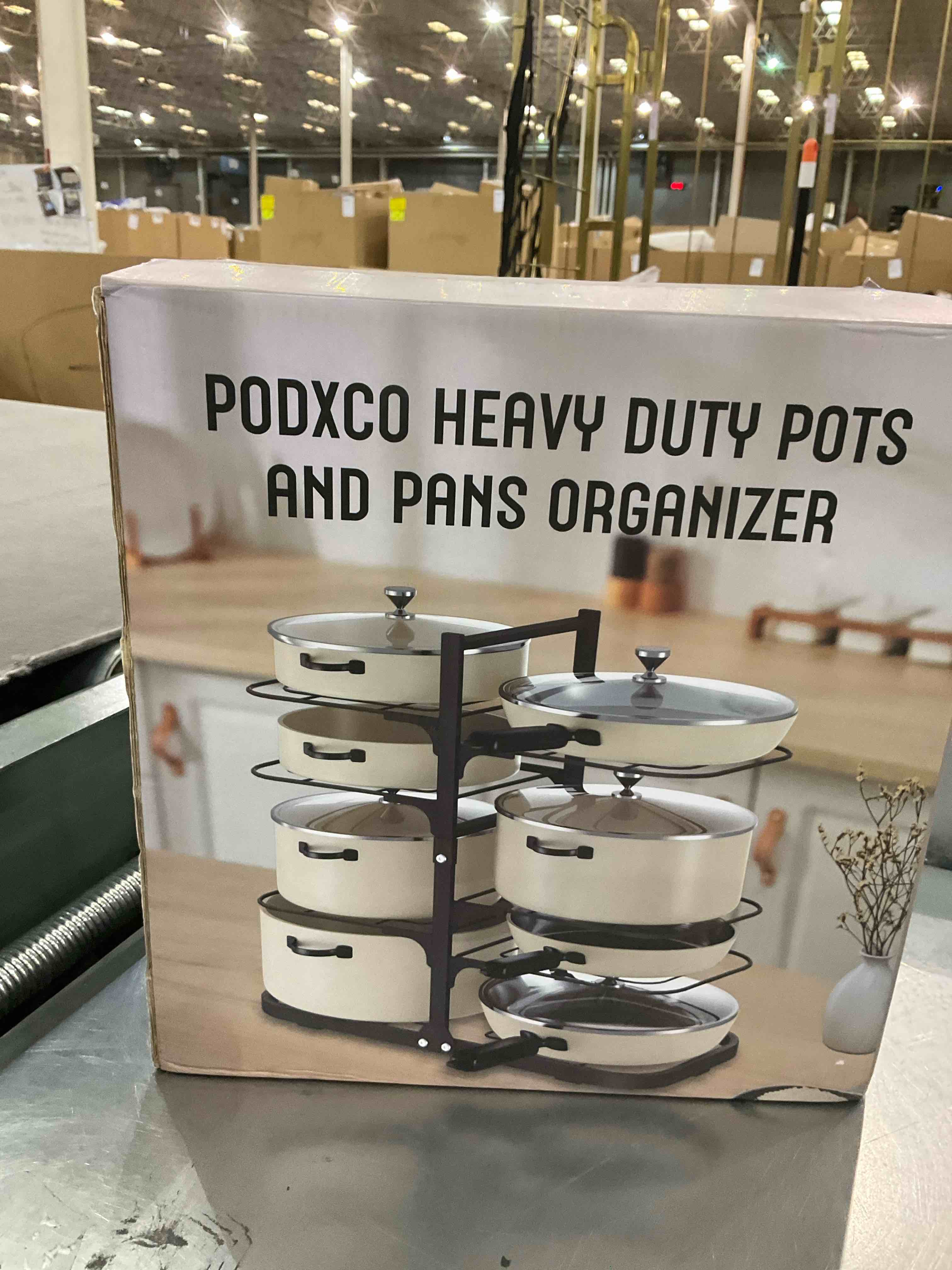 Podxco Pots and Pans Organizer under Cabinet 21" Heavy Duty 8-Tier Pan Organizer Rack for Cabinet, 80Lbs Adjustable Pot and Pan Organizer for Cabinet, Pan Organizer for Cast-iron Pans, Heavy Cookware