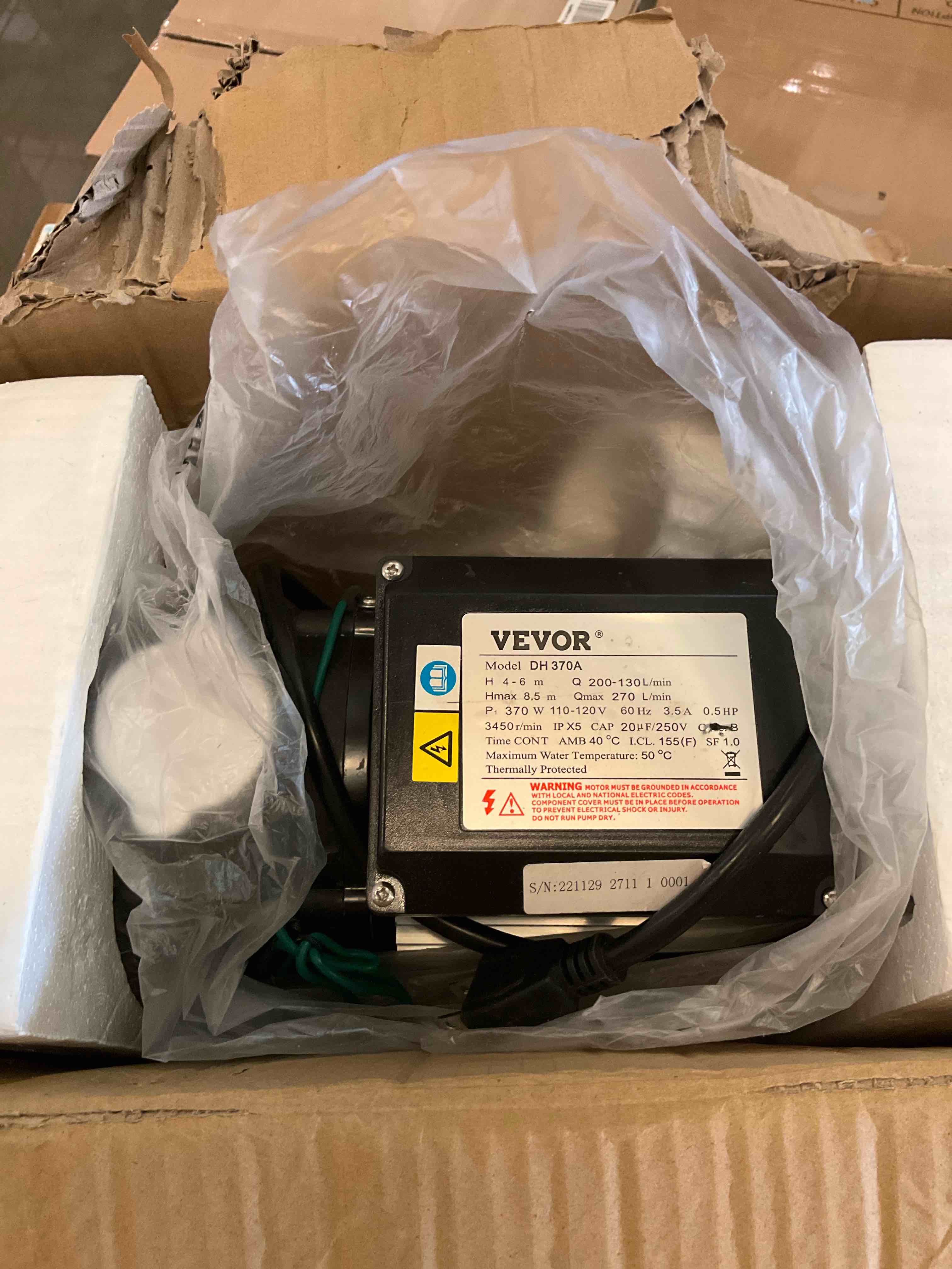 Swimming 1/2 HP 110V Hot Tub 0.37 Kw Water Circulation Spa Pump Above Ground Pool and Whirlpool Bath, Black