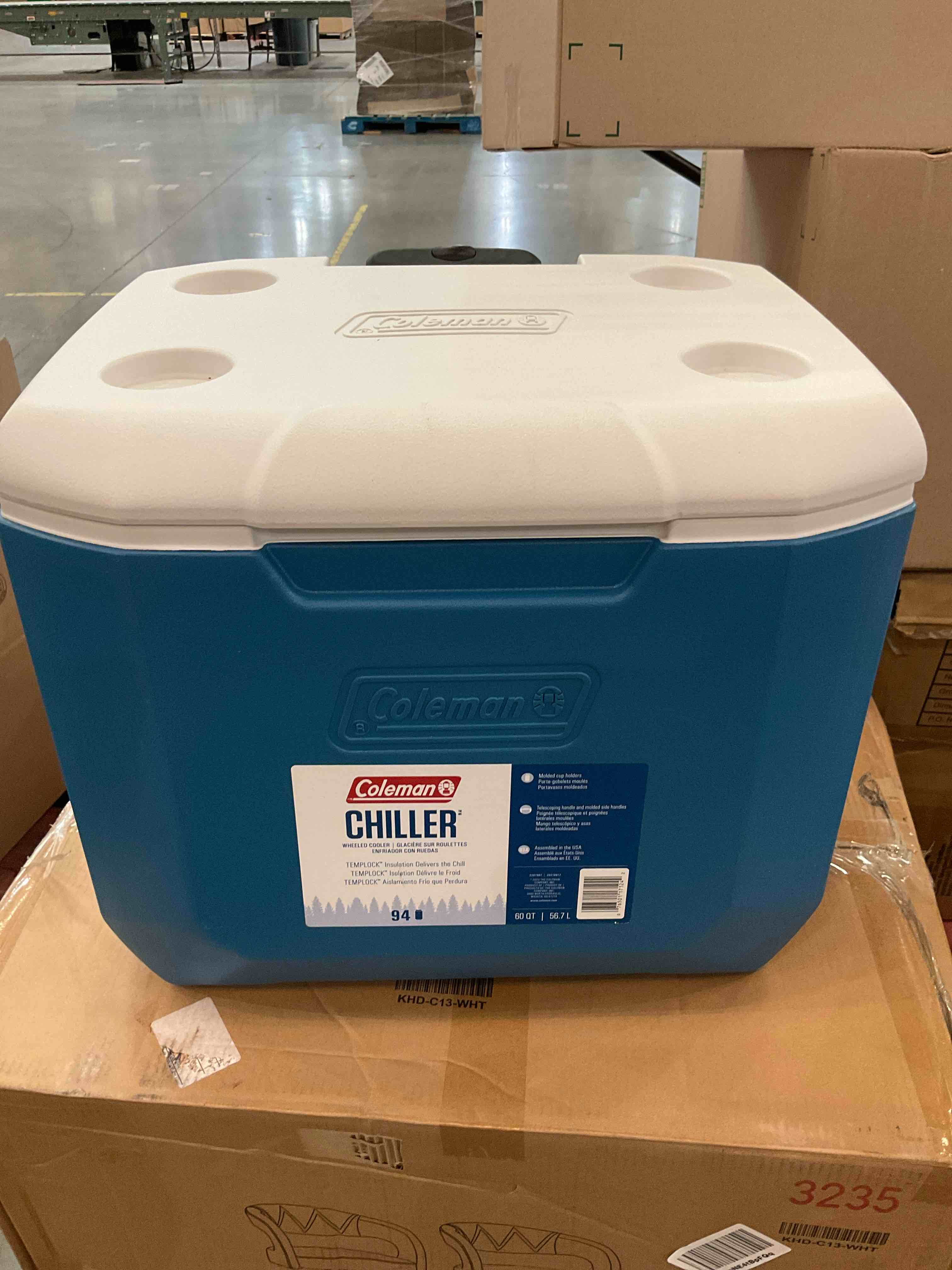 Coleman Chiller Series 60qt Wheeled Portable Cooler, Insulated Hard Cooler with Ice Retention & Heavy-Duty Wheels & Handle, Great for Camping, Tailgating, Beach, Picnic, Groceries, Boating & More