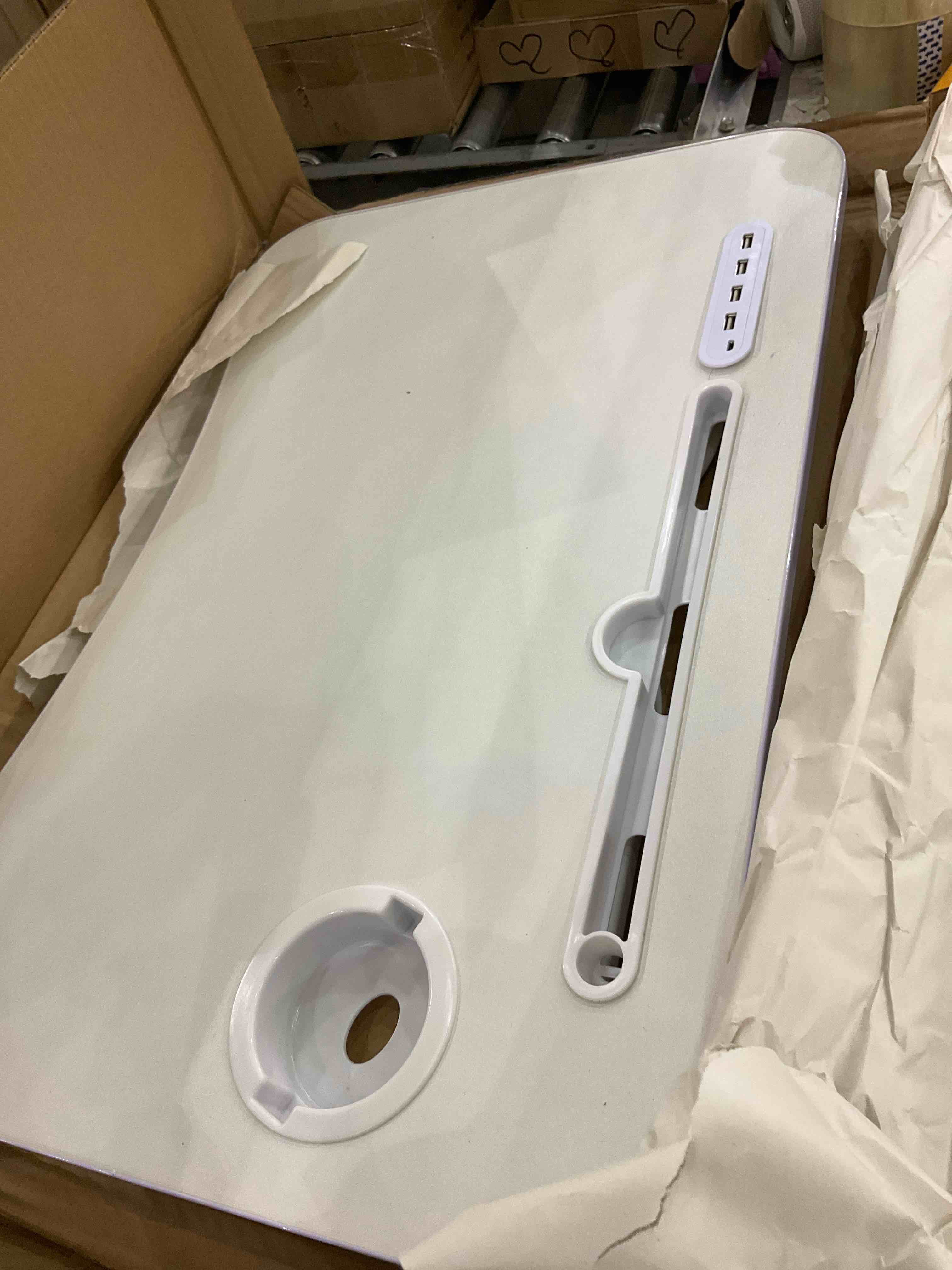 Fayquaze Laptop Bed Desk, Portable Foldable Laptop Bed Table with USB Charge Port Storage Drawer and Cup Holder,Lap Desk Laptop Stand Tray Table Serving Tray for Eating, Reading and Working