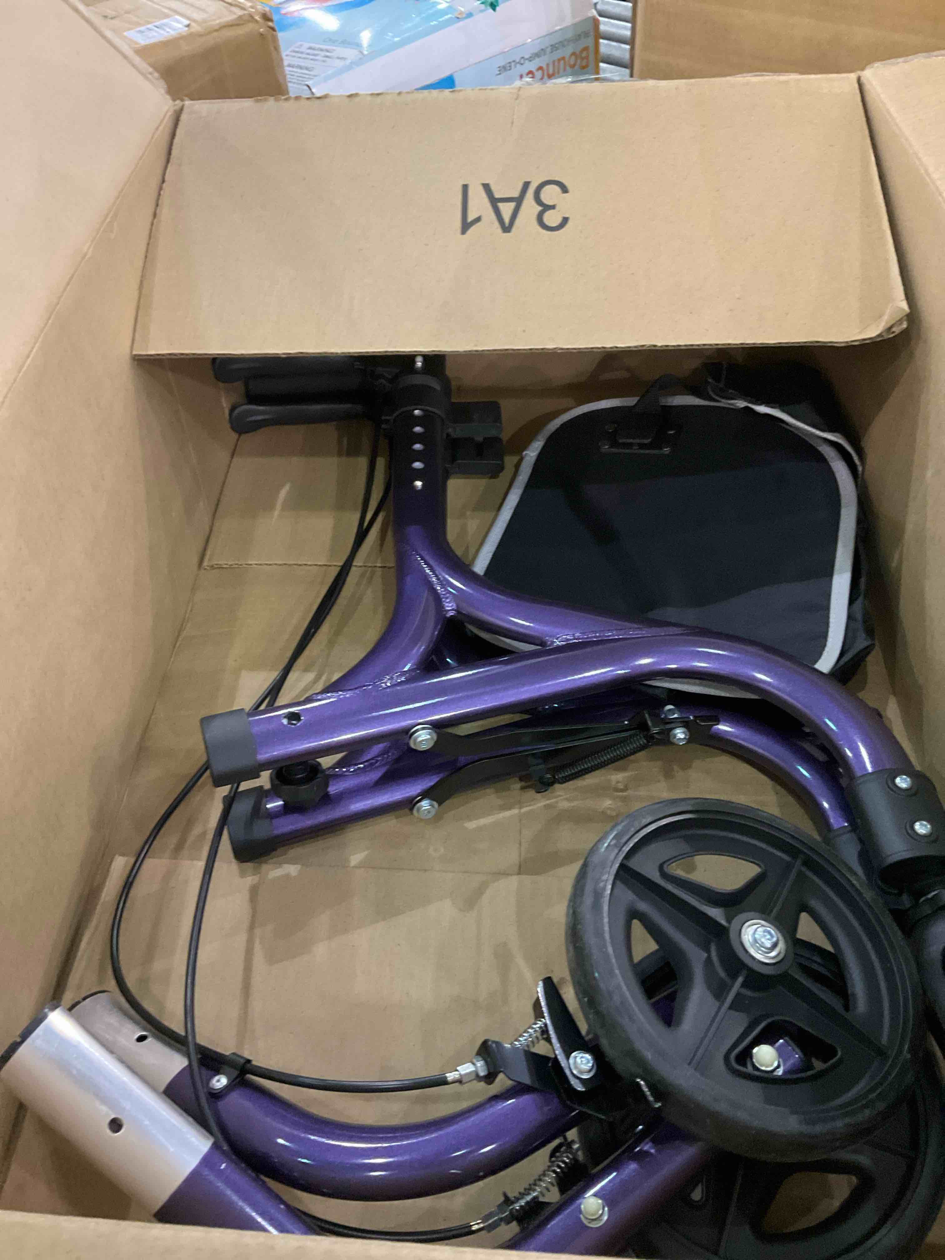 Planetwalk Premium 3 Wheel Rollator Walker for Seniors - Ultra Lightweight Foldable Walker for Elderly, Aluminum Three Wheel Mobility Aid, Dark Purple