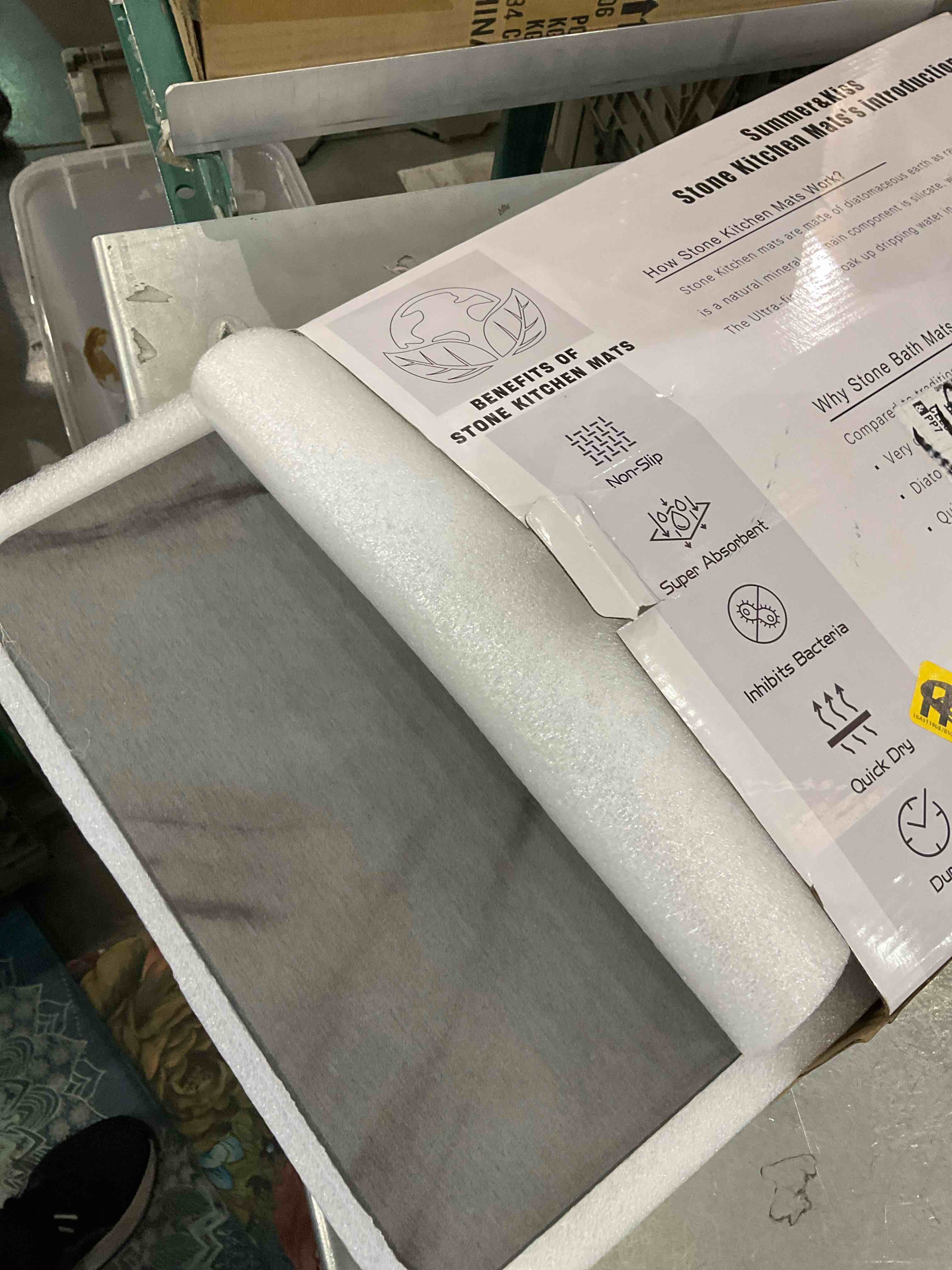 Summer&Kiss Stone Dish Drying Mat For Kitchen Counter,Multi-Home Use,Non-Slip,Heat Resistant, Quick Drying Stone Mat, Eco-Friendly Diatomaceous Earth Mat For Kitchen Bathroom(16x12 Inch,Gray Marble)