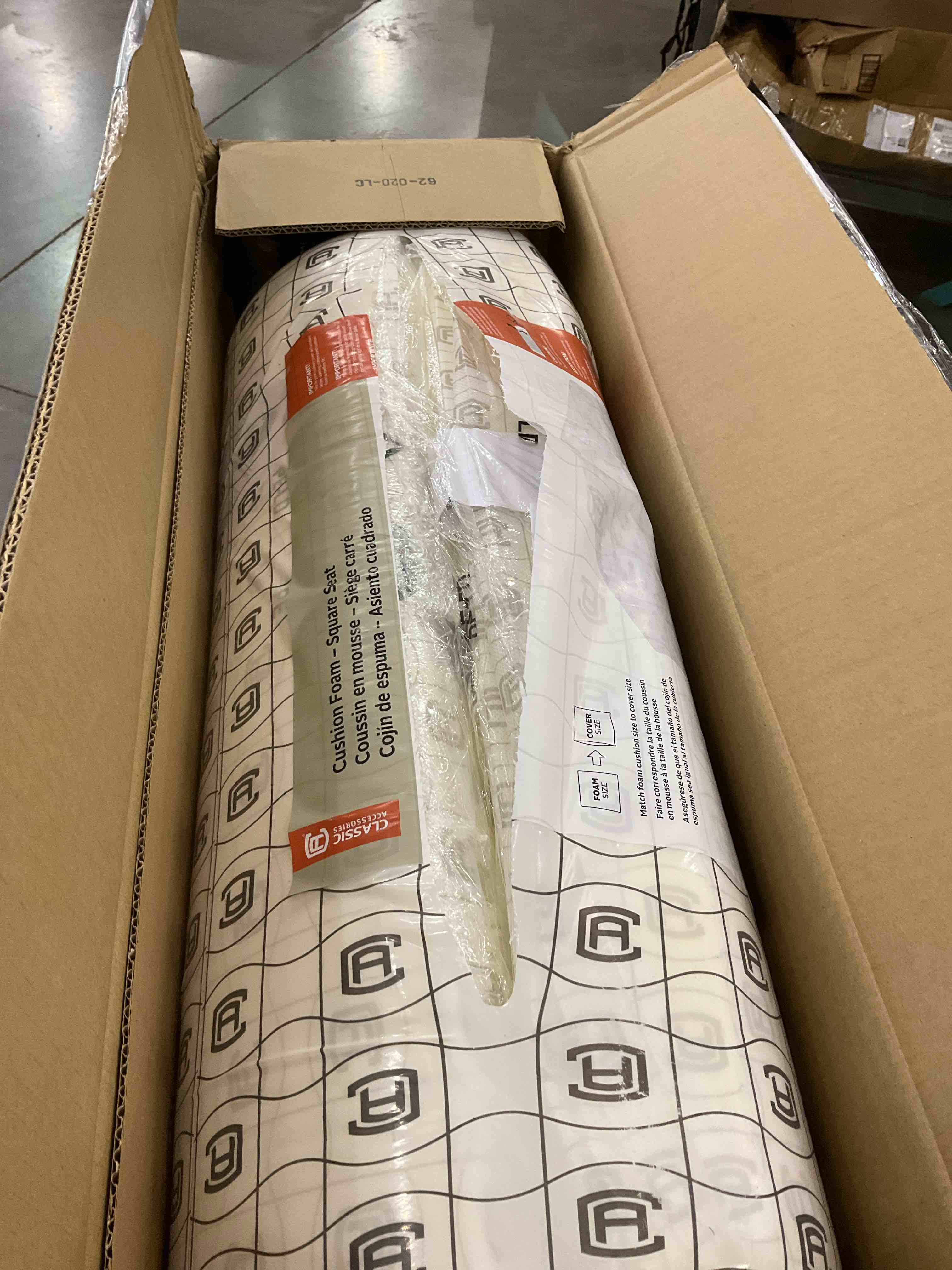 Classic Accessories Montlake Water-Resistant 25 x 25 x 5 Inch Square Outdoor Seat Cushion, Patio Furniture Chair Cushion, Light Charcoal Grey, Outdoor Cushion Cover