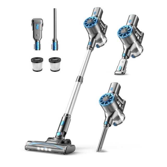 TASVAC Cordless Vacuum Cleaner for Home, 8 in 1 Lightweight Stick Vacuum with LED Display, 40 Mins Runtime Detachable battery and self-standing, vacuum Cleaners for Hard Floor Carpet Pet Hair-N9(Blue)