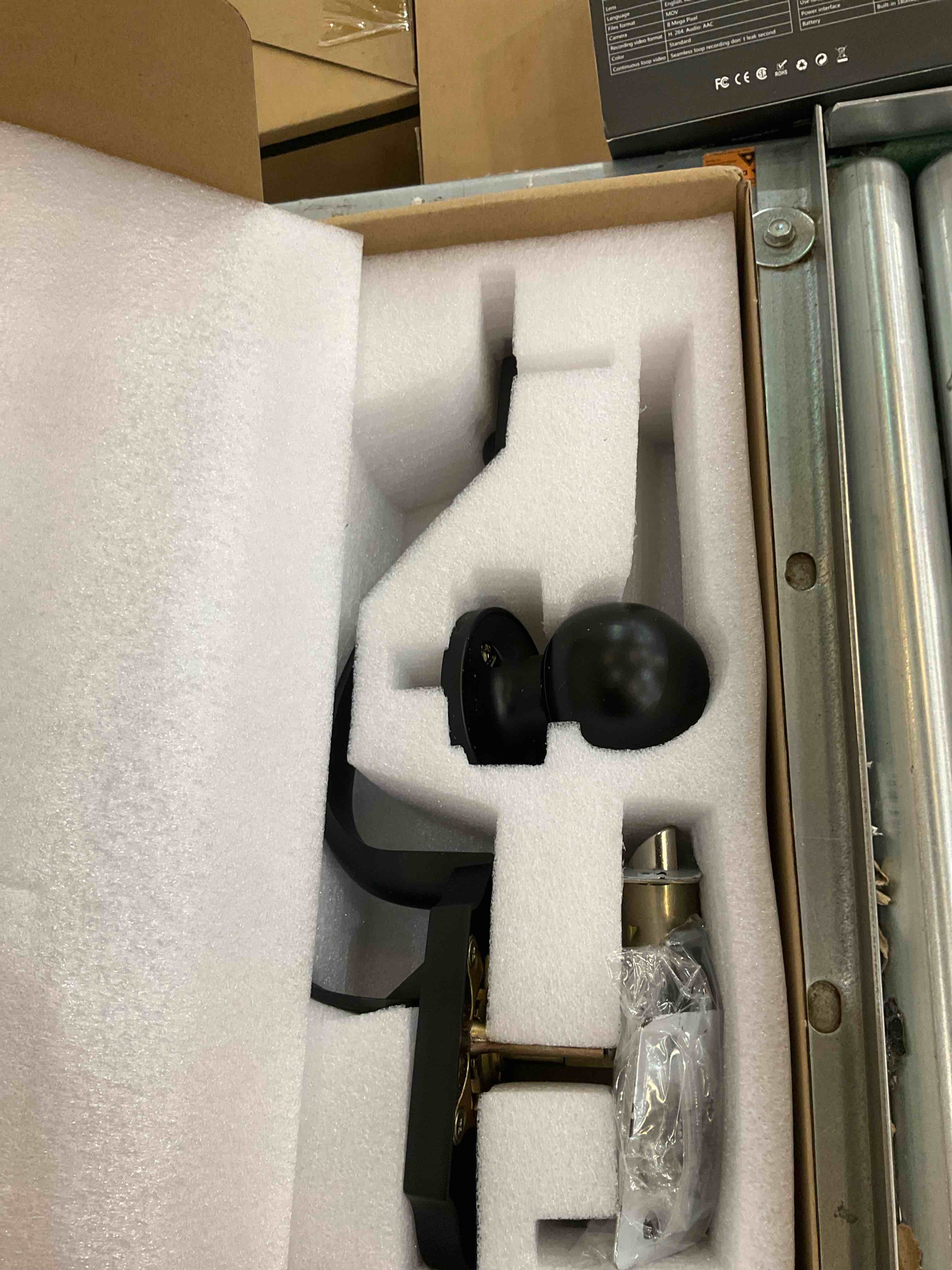 Front Door Handleset Entry Door Handle Set with Cove Knob for Right and Left Handed Sided Doors, Interior and Exterior Entrance Passage Lock Matte Black