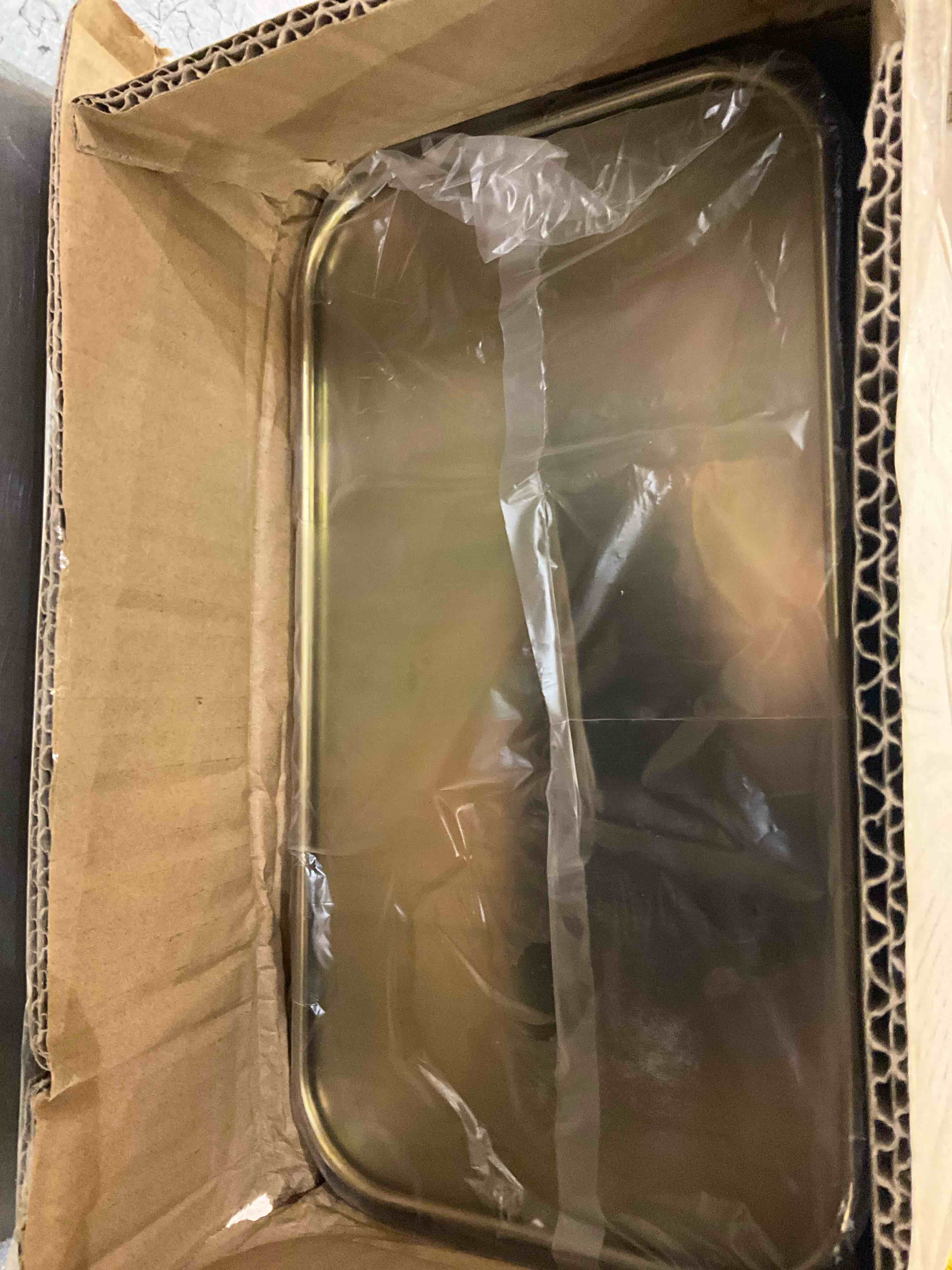 mDesign Small Metal 2.4 Gallon Trash Can Wastebasket Garbage Bin for Bathroom - Mini Slim Rubbish Waste Bin Trashcans for Master or Guest Bath, Bedroom, Garage, Laundry Room, or Playroom, Soft Brass, Pack of 1