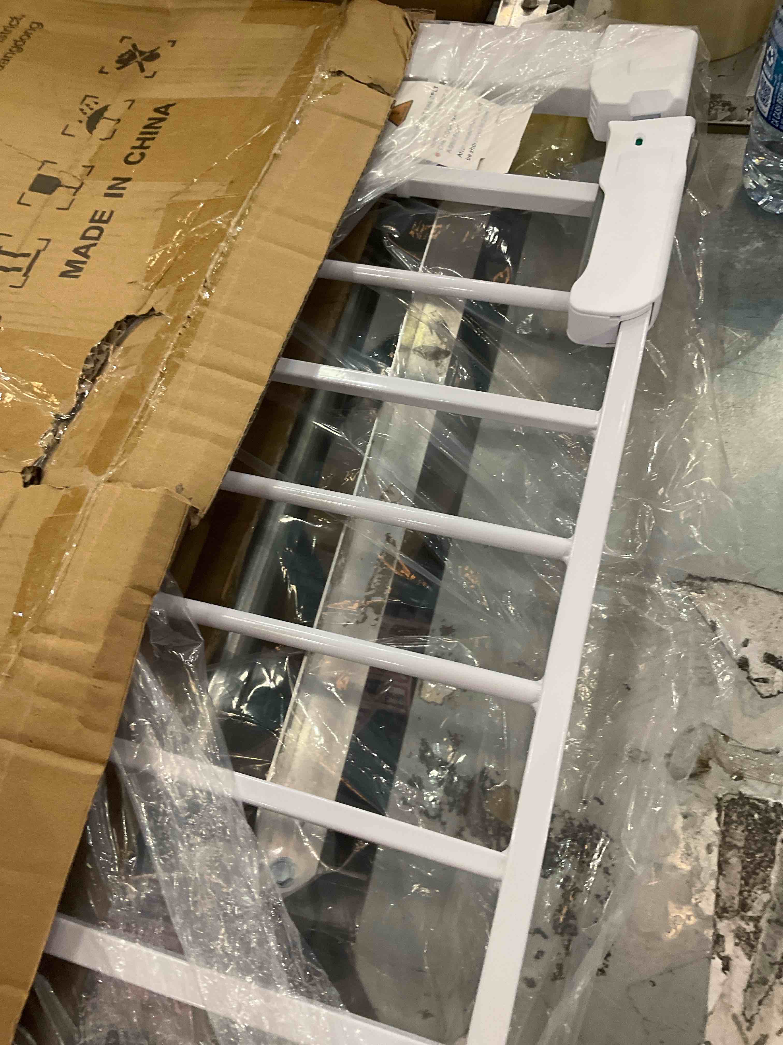 Newnice 26.7-29.5'' Narrow Baby Gate with Cat Door, Auto Close & Easy Walk Thru Dog Pet Gates for Stairs, Doorway, House, Pressure Mounted Safety Child Gate Includes 4 Wall Cups, NO Extensions, White