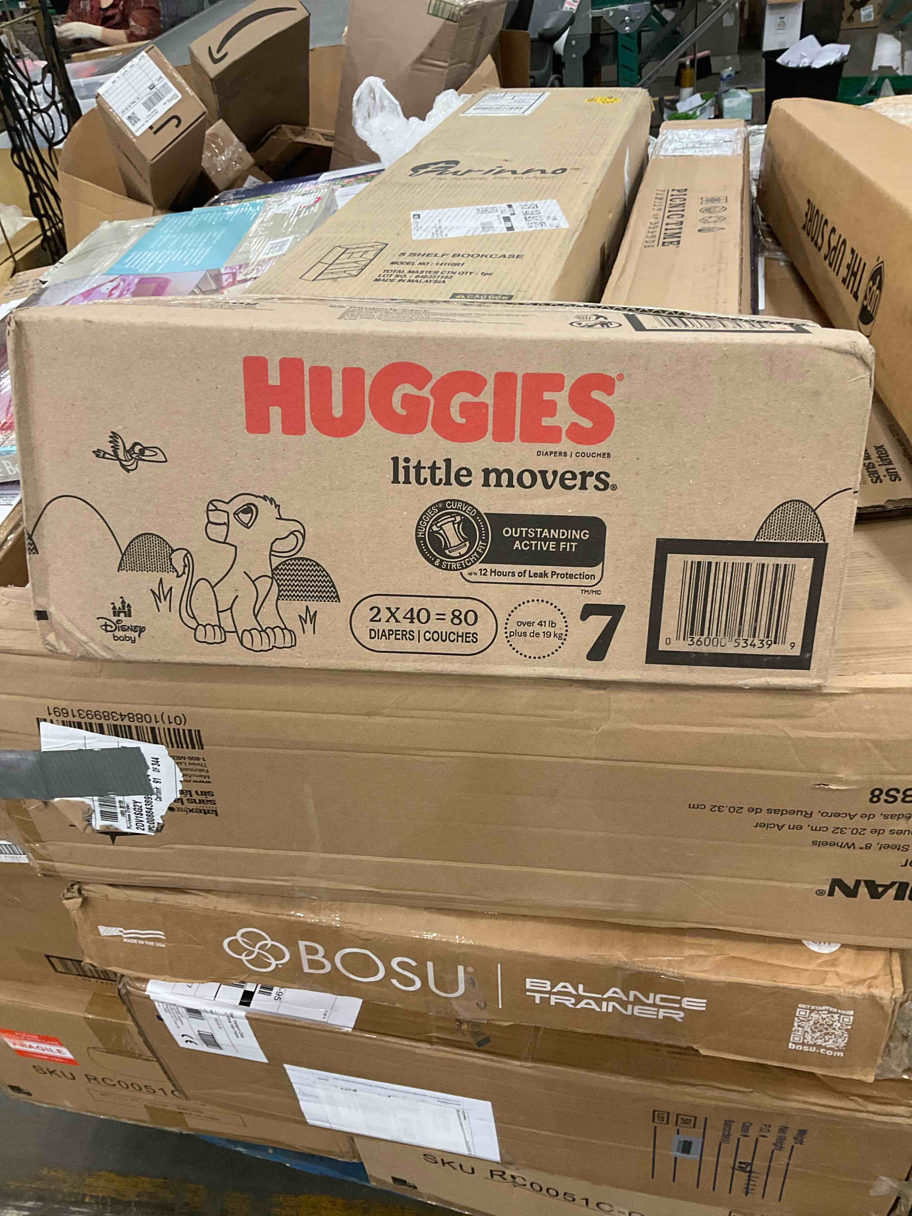 Huggies Size 7 Diapers, Little Movers Baby Diapers, Size 7 (41+ lbs), 80 Count (2 packs of 40), Packaging May Vary