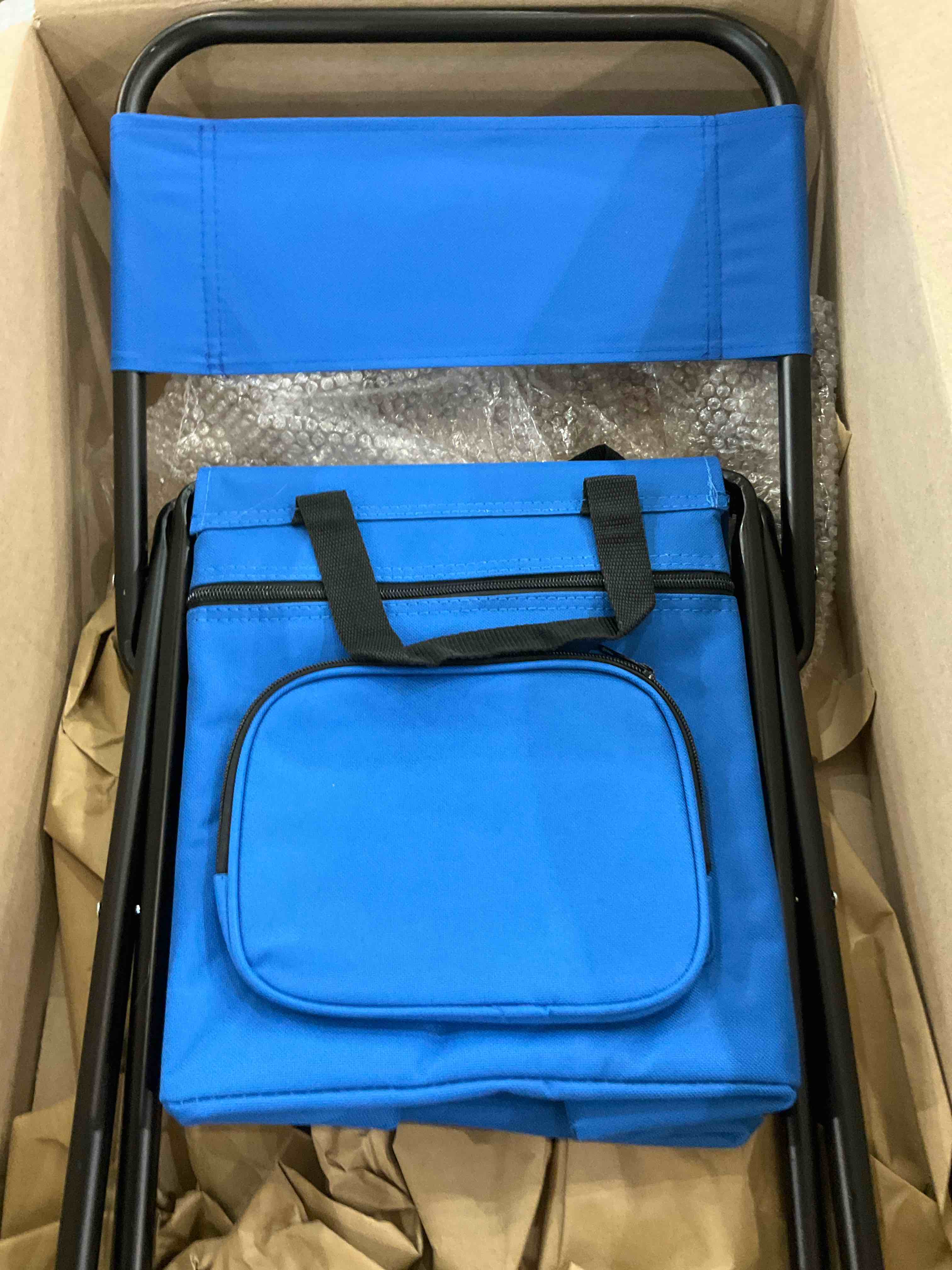 LEADALLWAY Foldable Camping Chair Fishing Chair with Cooler Bag Compact Fishing Stool Protable Small Chair