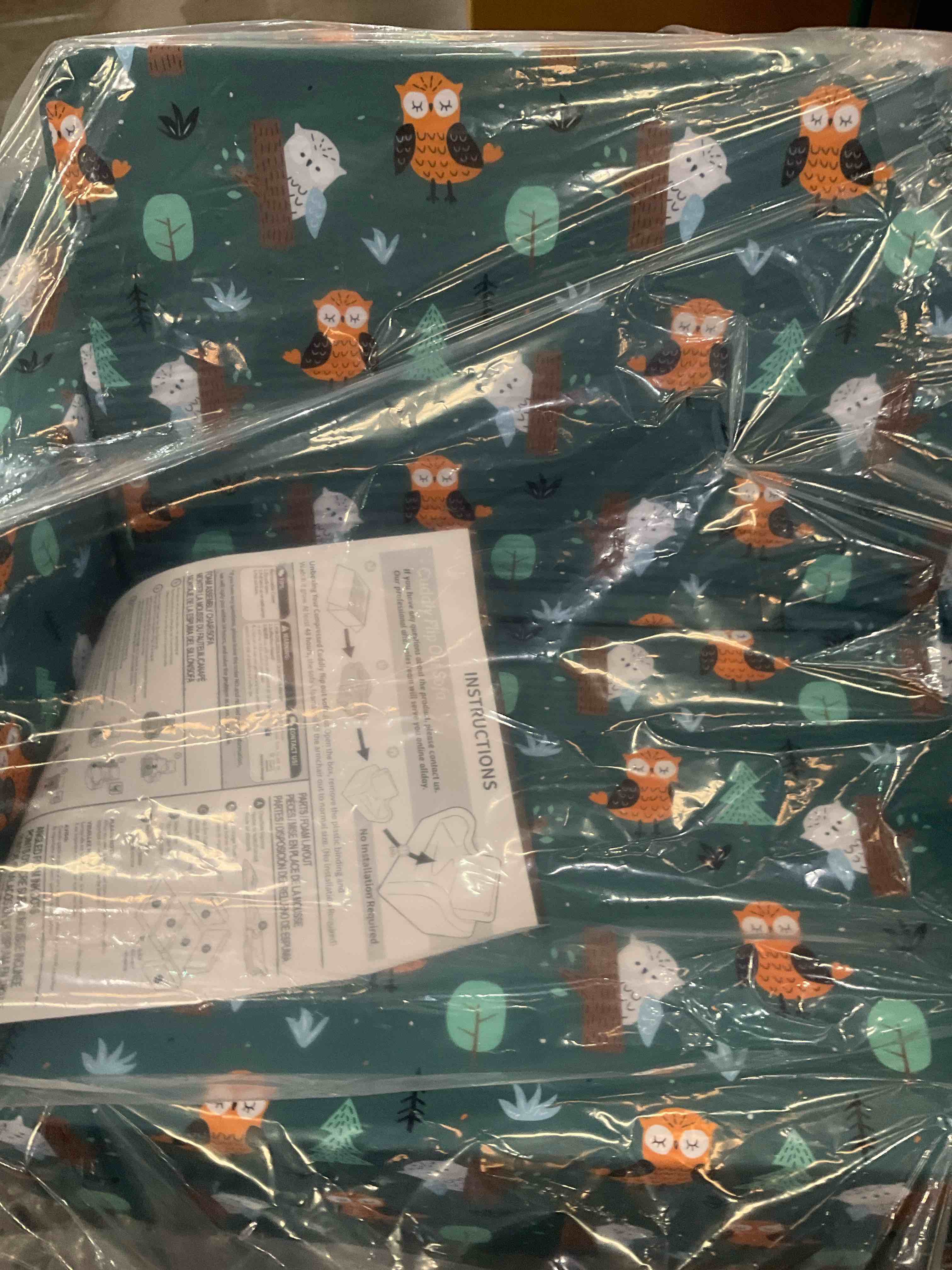 MOMCAYWEX Happy Owl Kids Sofa, 2-in-1 Kids Couch Fold Out, Convertible Sofa to Bed for Girls and Boys