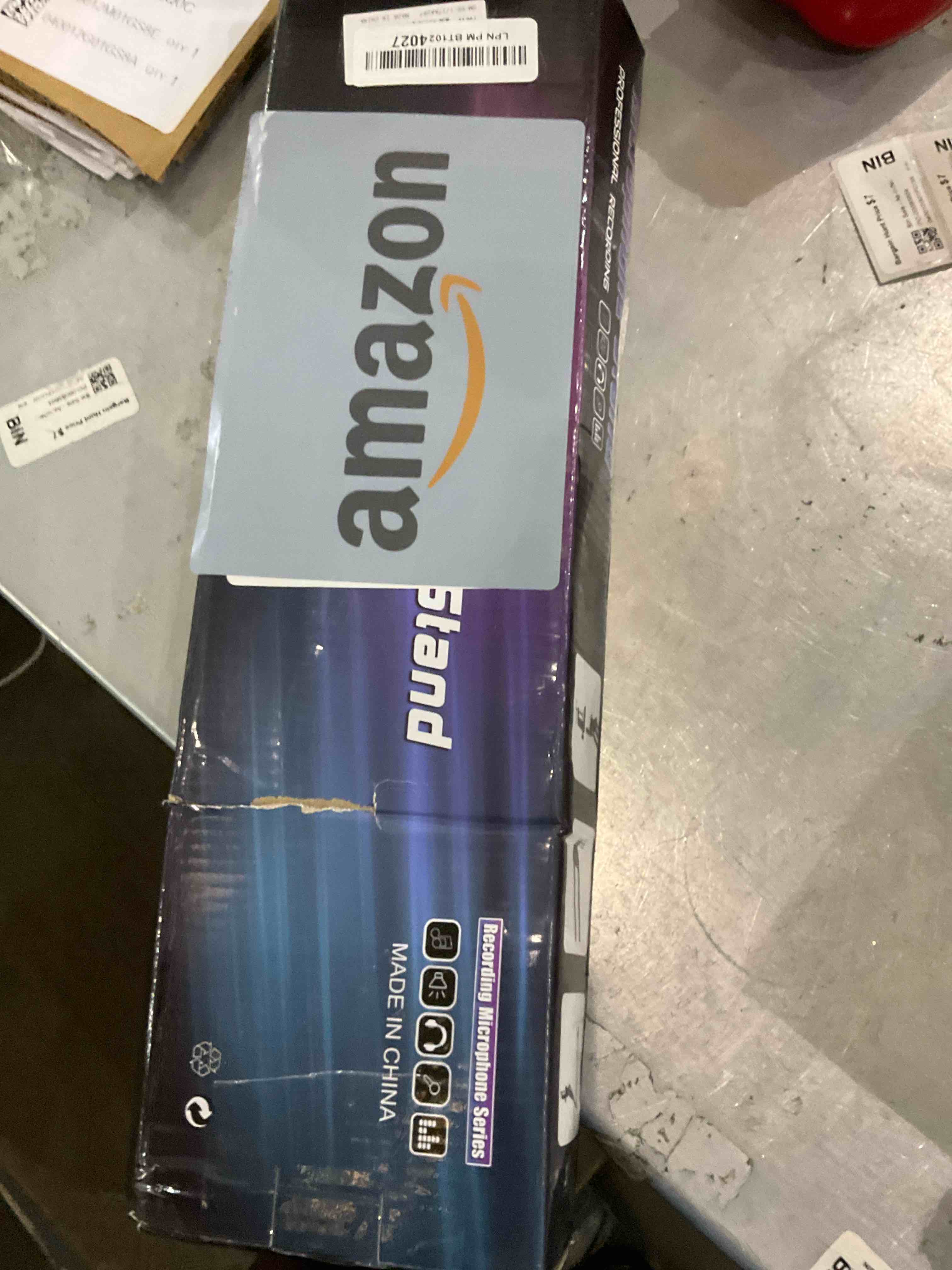 Amazon Basics Adjustable Boom Height Microphone Stand with Tripod Base, Up to 85.75 Inches - Black